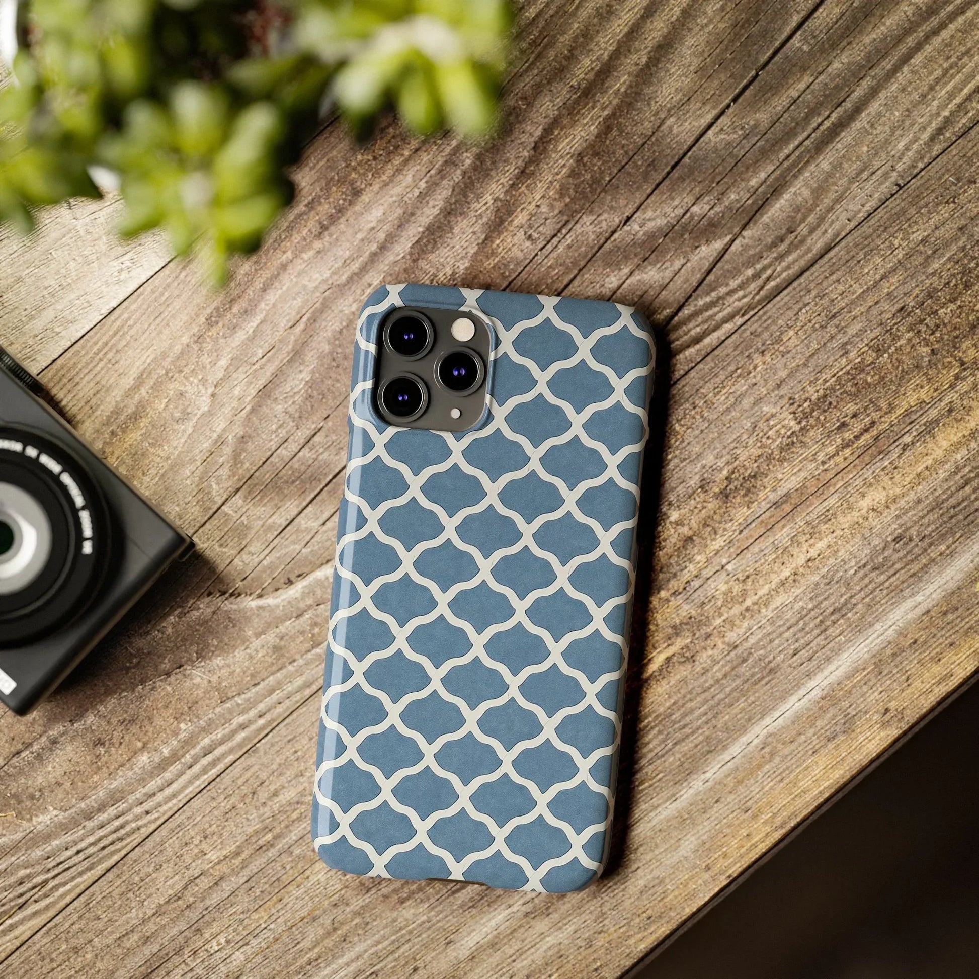 Azure Lattice Pattern Phone Case Slim Phone Cases for iPhone 11-17 - KARARMDESIGN