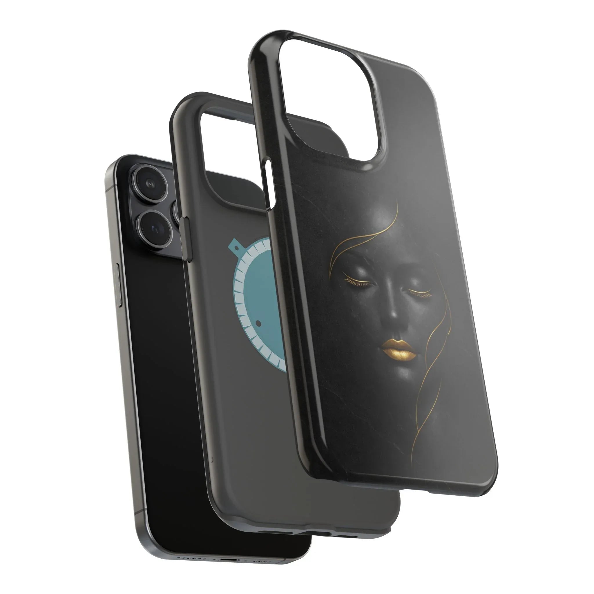 Black Gold Face Phone Case for iPhone 13-17 - KARARMDESIGN