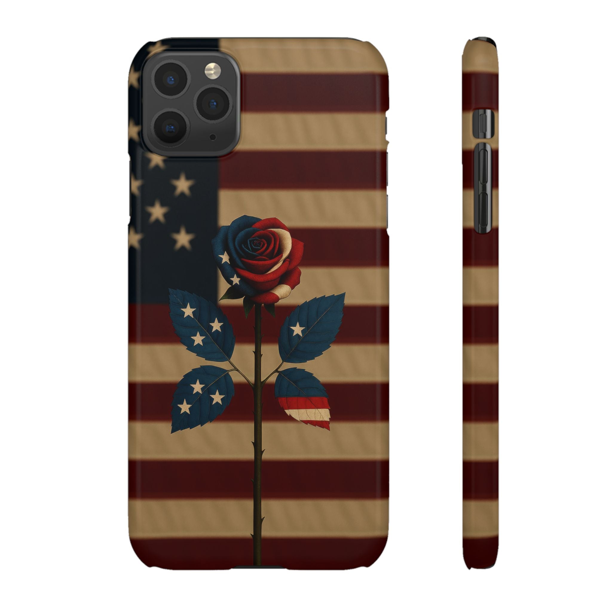 American Rose Flag Phone Case for iPhone 8-17 and Galaxy S20-S26