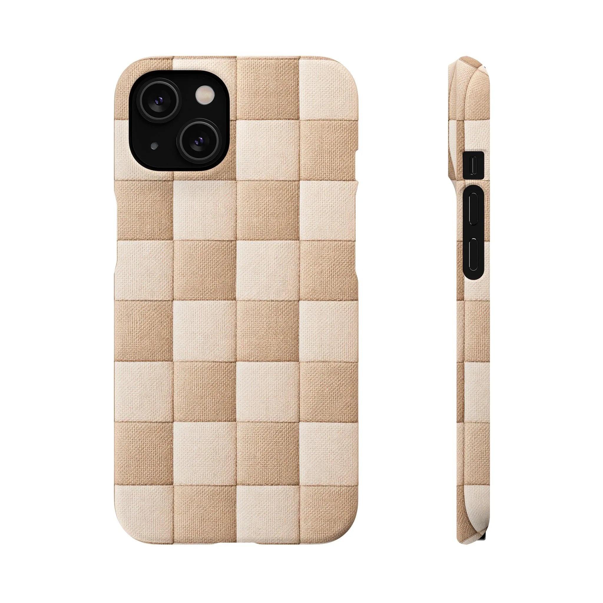 Beige Woven Phone Case for iPhone 11-17 and Galaxy S20-S25 - KARARMDESIGN