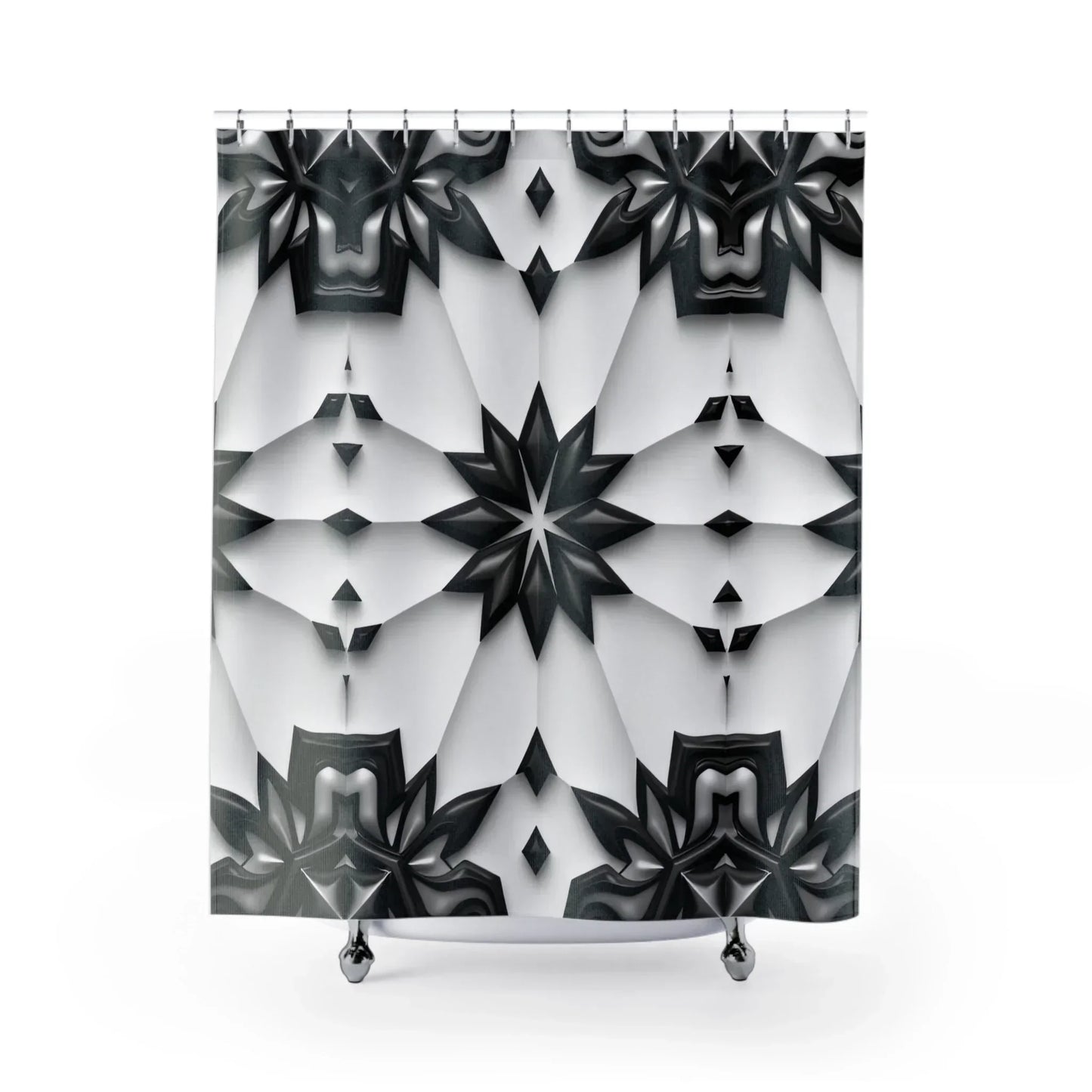 Abstract Black and White Modern Geometric Shower Curtain - KarArmDesign