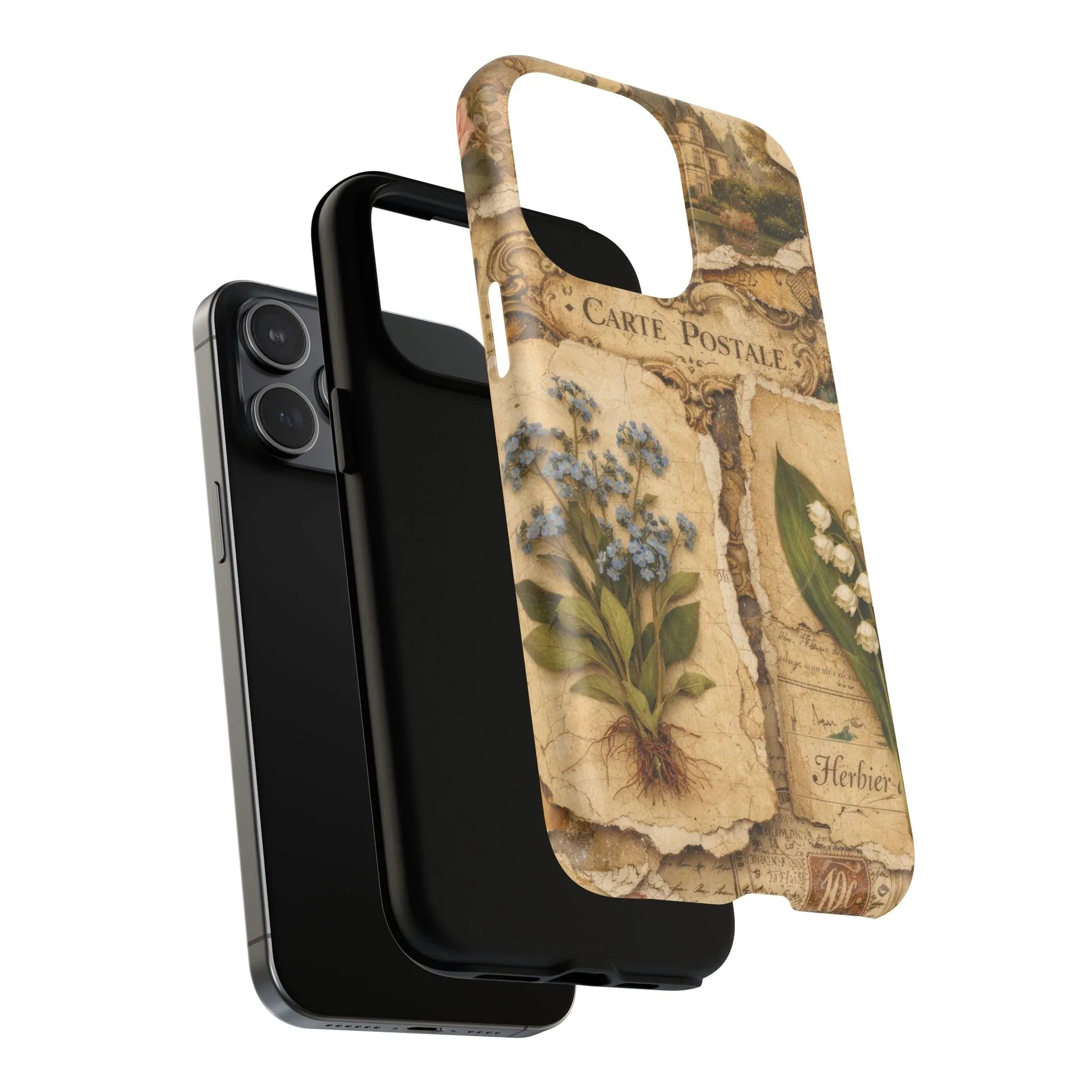 Vintage Botanical Postcard Phone Case for iPhone 13-17 - KARARMDESIGN