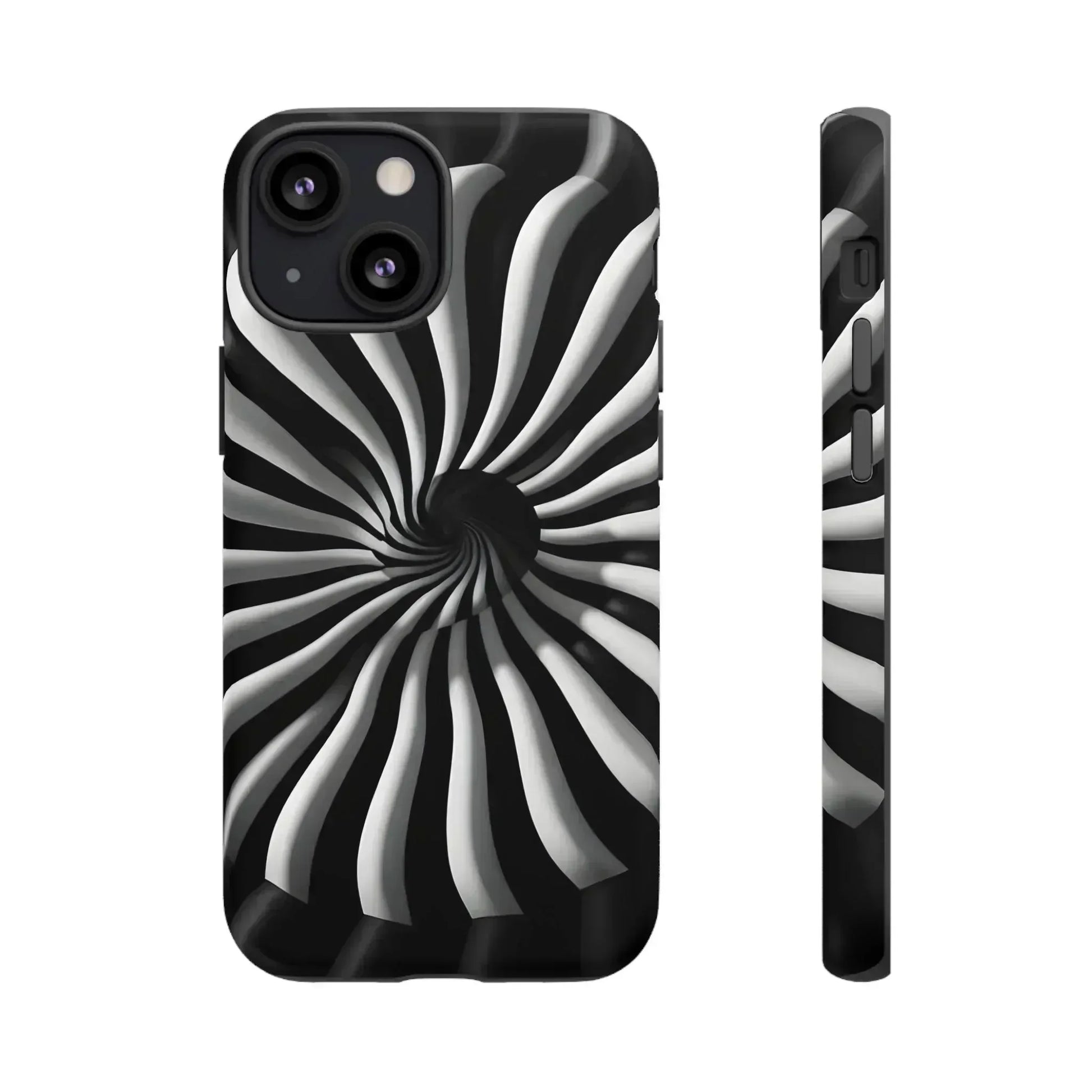 Hypnotic Black and White Spiral Phone Case for iPhone & Galaxy - KARARMDESIGN