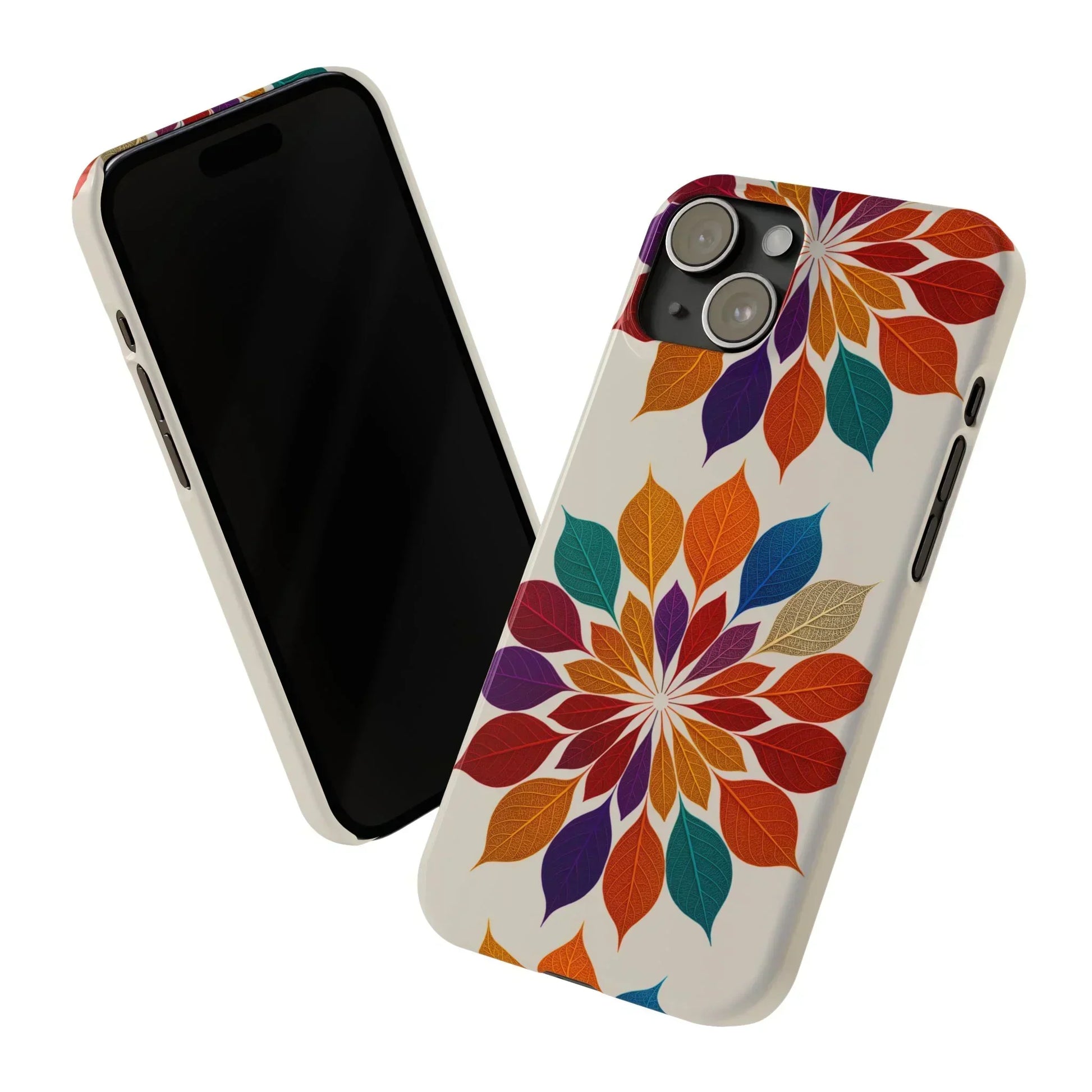Leaf Mandala Botanical Burst Design Slim Phone Case for iPhone 7-16 Models - KarArmDesign