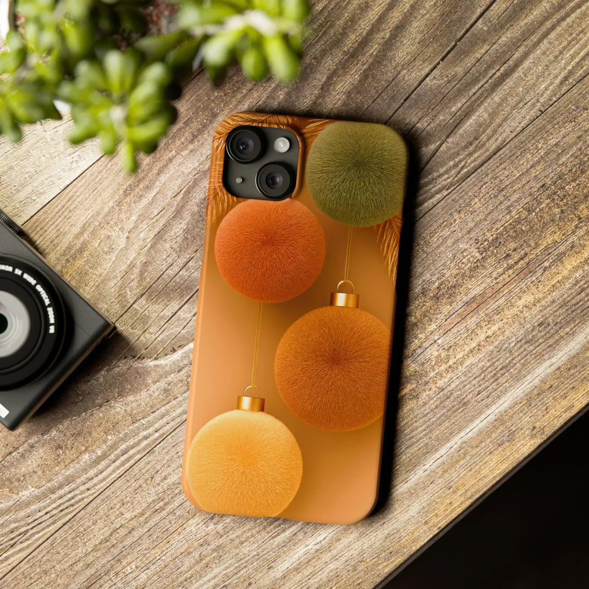 Golden Fuzz Ornaments Phone Case for iPhone 11-17 - KARARMDESIGN