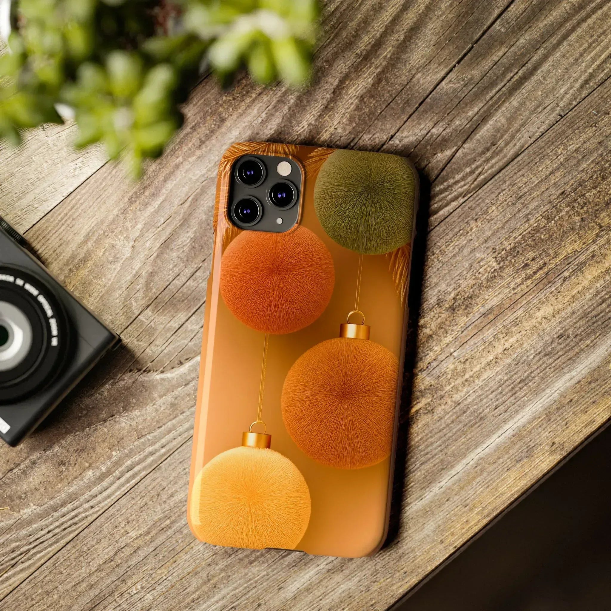Golden Fuzz Ornaments Phone Case for iPhone 11-17 - KARARMDESIGN