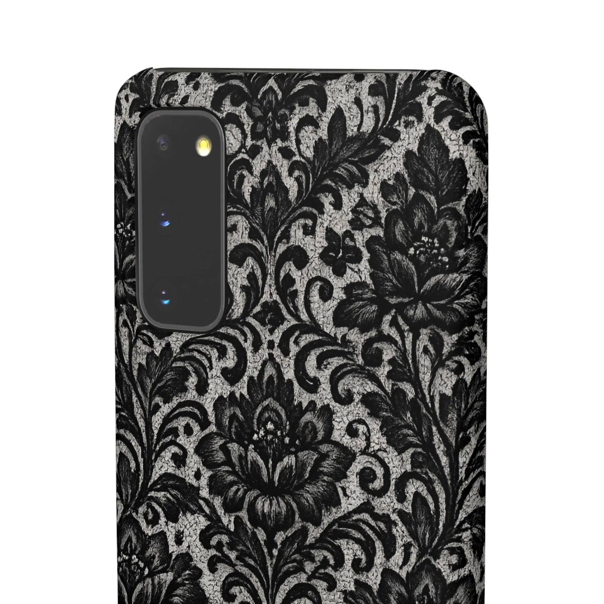 Black Damask Floral Phone Case for iPhone 11-17 and Galaxy S20-S25 - KARARMDESIGN