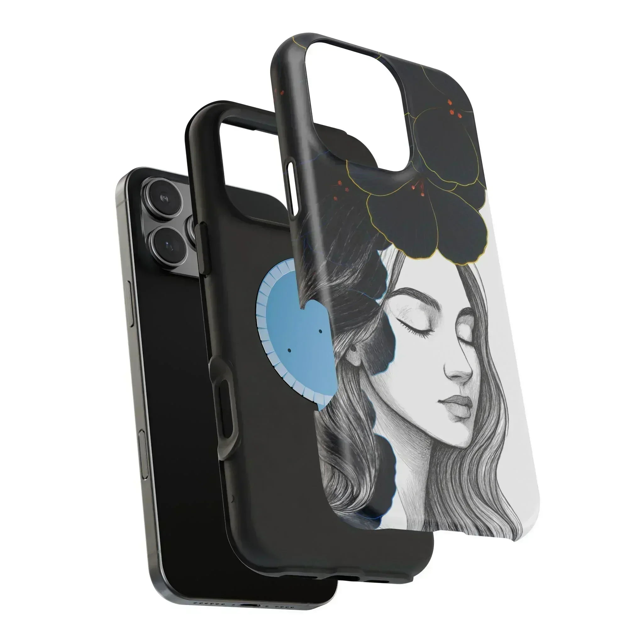 Dark Floral Elegance Phone Case for iPhone 13-16 - KARARMDESIGN