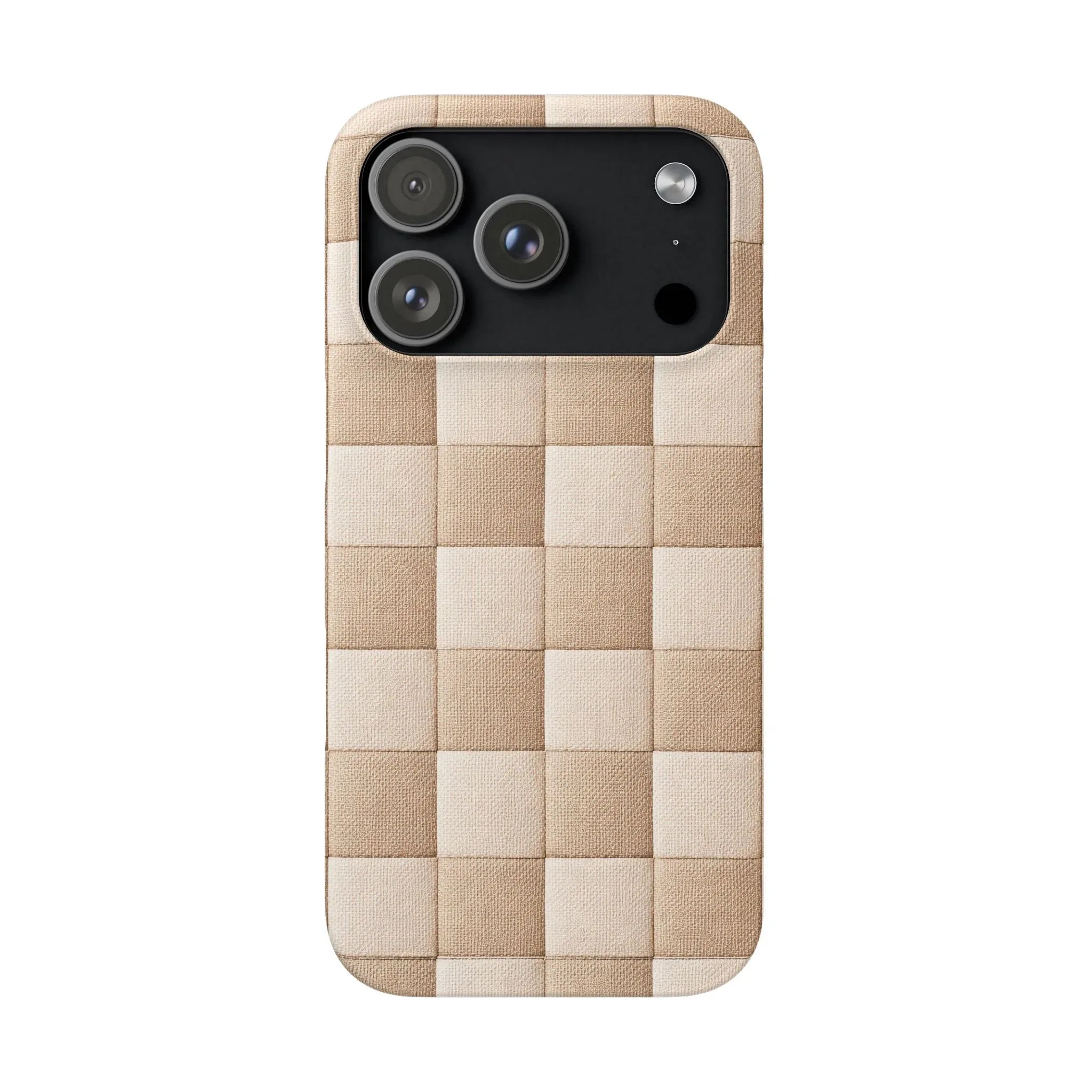Beige Woven Phone Case for iPhone 11-17 and Galaxy S20-S25 - KARARMDESIGN