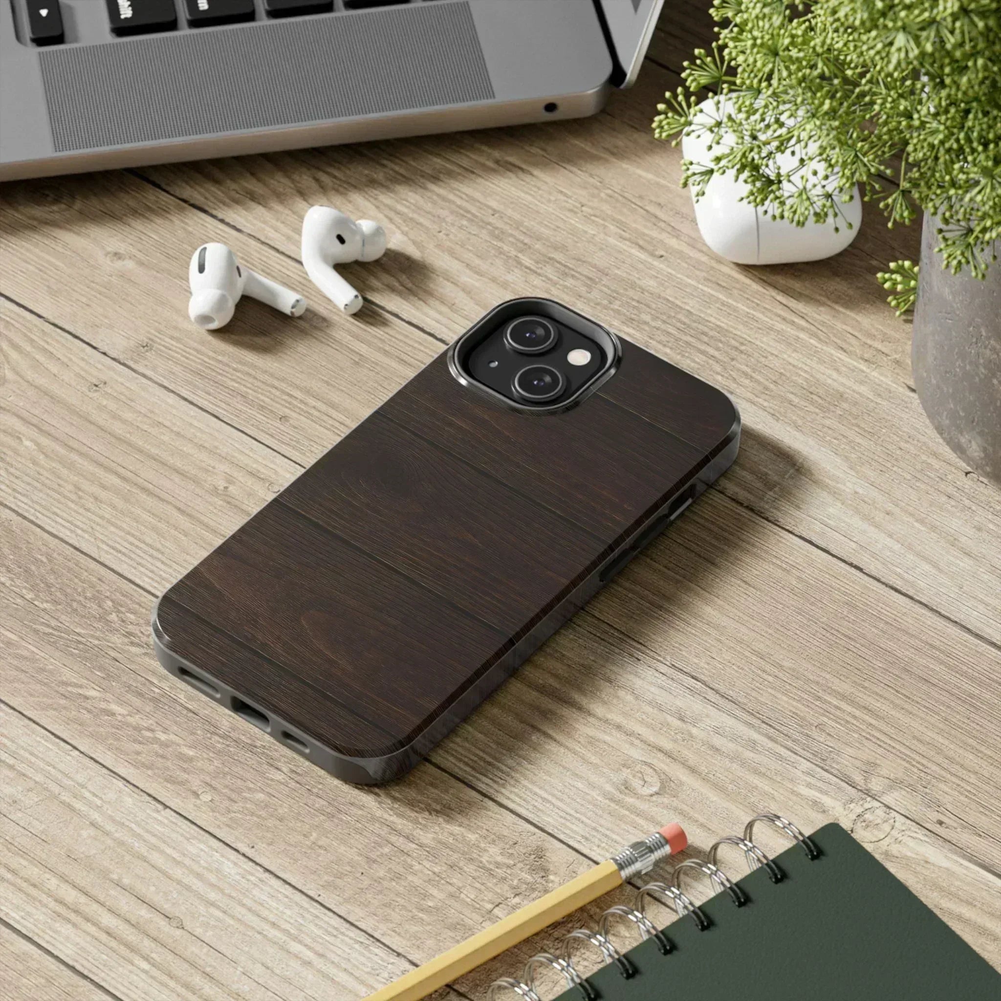 Dark Wood Grain Phone Case for iPhone and Galaxy - KARARMDESIGN
