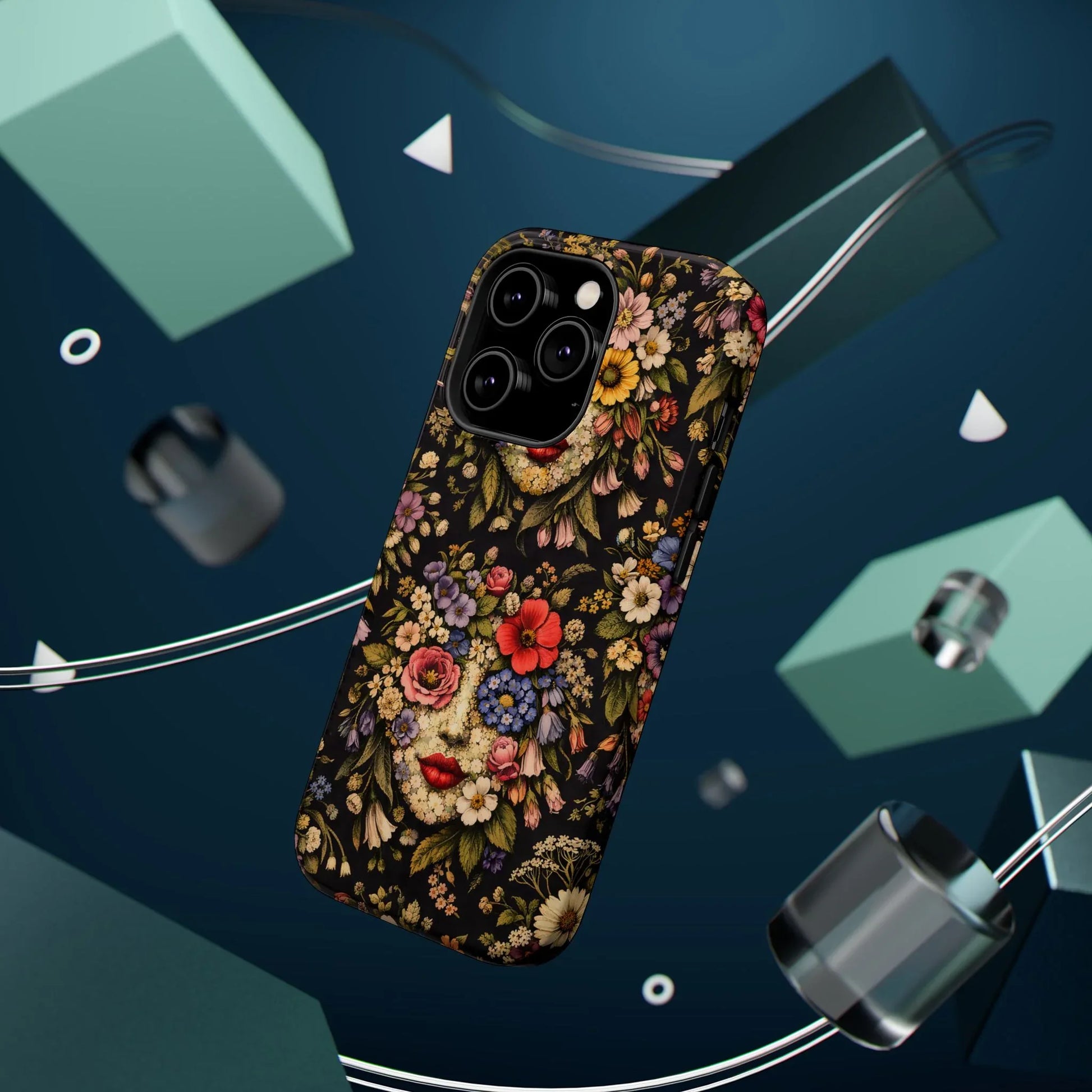 Vintage Flower Face Phone Case for iPhone 13-17 - KARARMDESIGN