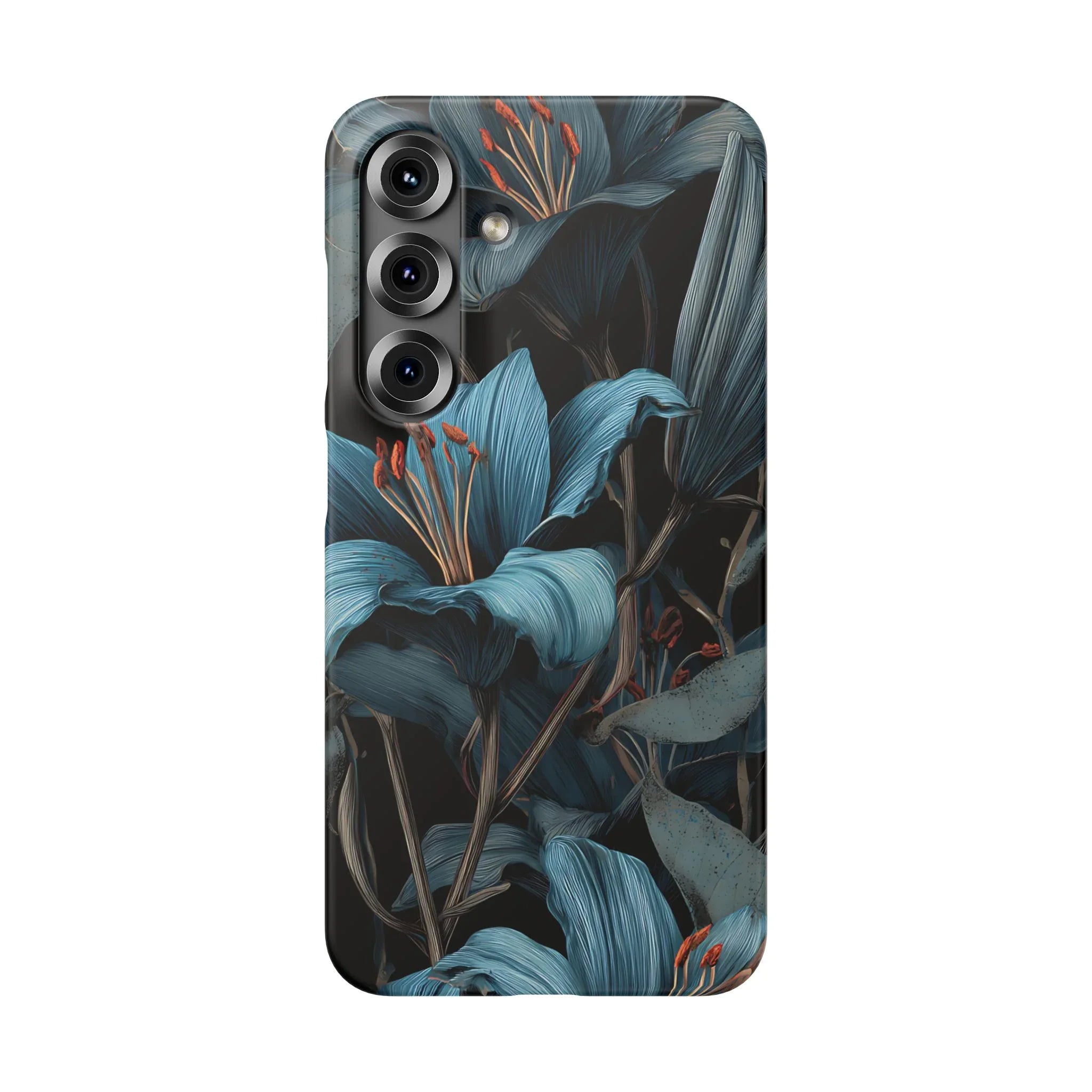 Blue Lily Floral Phone Case for iPhone 11-17 and Galaxy S20-S25 - KARARMDESIGN