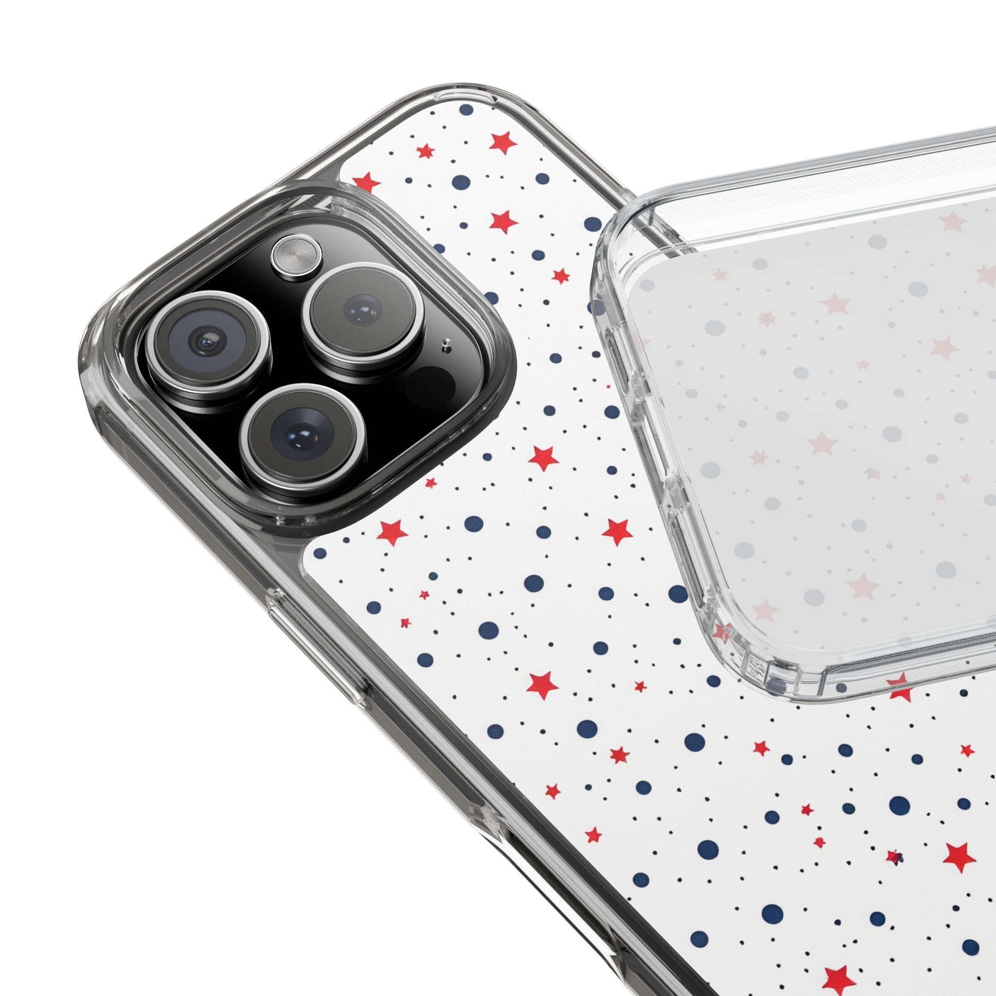White Polka Dot & Stars Clear Case for iPhone & Samsung