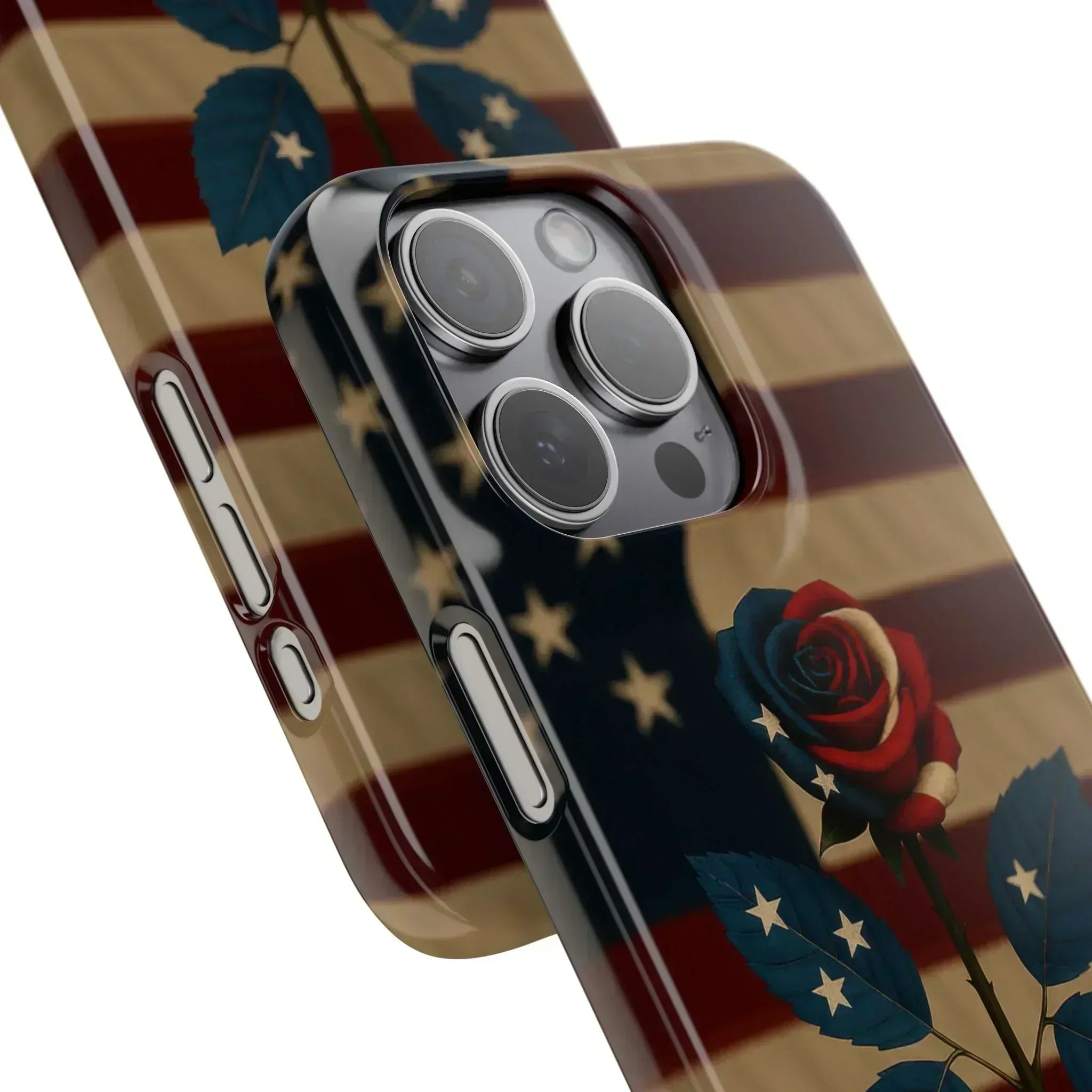 American Rose Flag Phone Case for iPhone 8-16 and Galaxy S10-S24 - KARARMDESIGN
