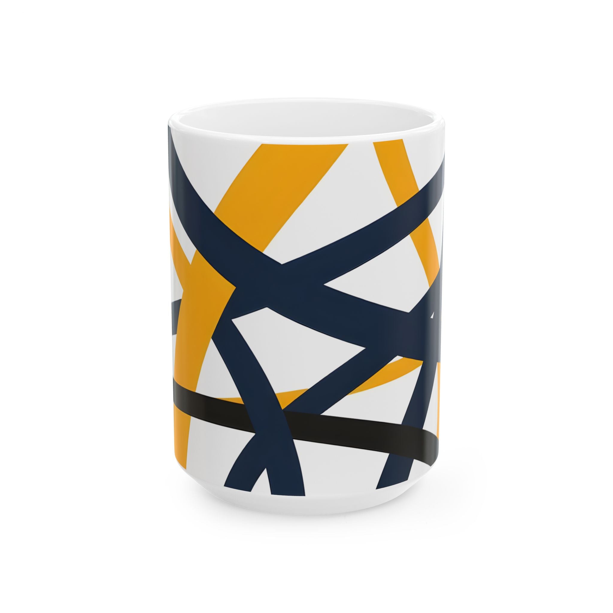 Navy Blue and Orange Smoke Pattern Ceramic Mug