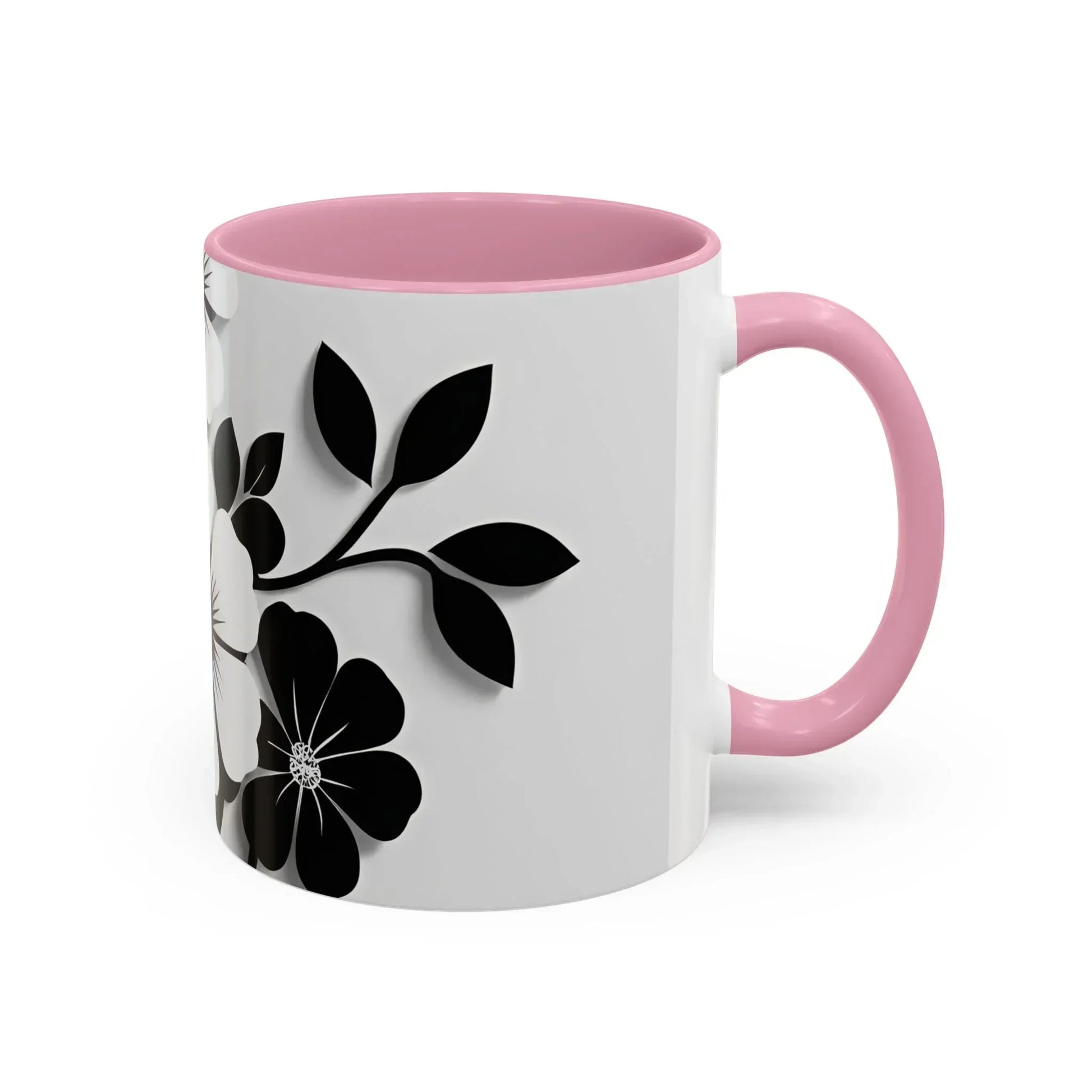 Floral Black & White Monochrome Ceramic Mug – 11oz & 15oz - KarArmDesign