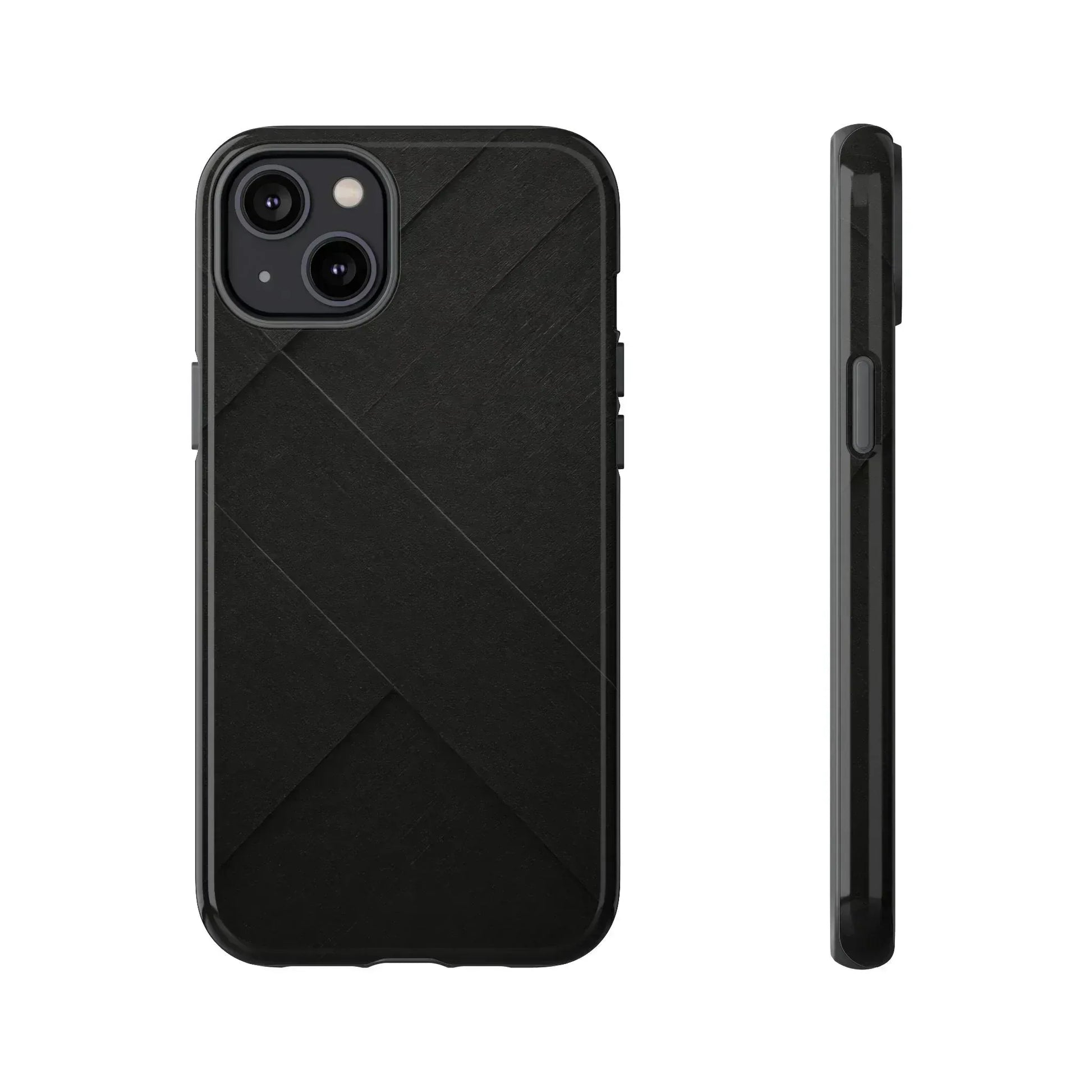 Matte Black Diagonal Line Phone Case for iPhone 8-16 and Galaxy S10-S25 - KARARMDESIGN