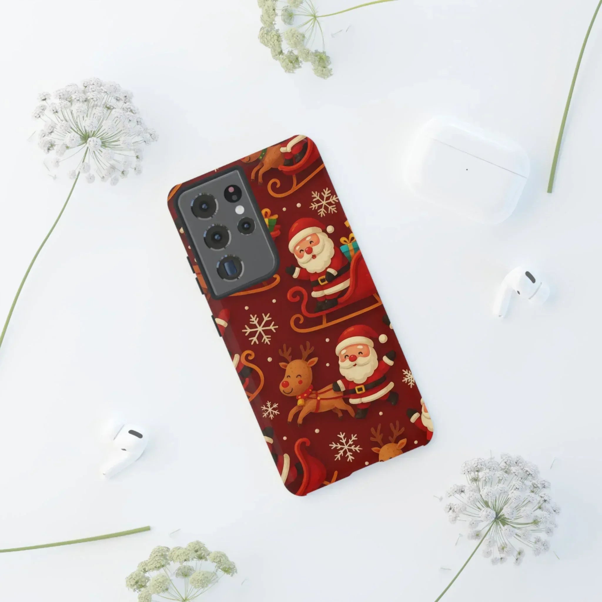Santa Sleigh Ride Phone Case for iPhone 11-17 and Galaxy S10-S25 - KARARMDESIGN