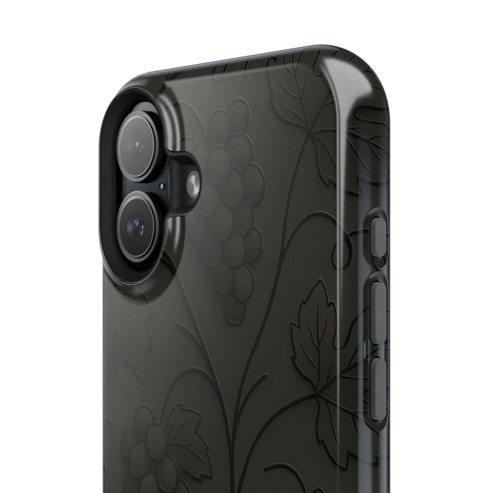 Elegant Embossed Grape Leaf Black Phone Case for iPhone and Galaxy - KARARMDESIGN