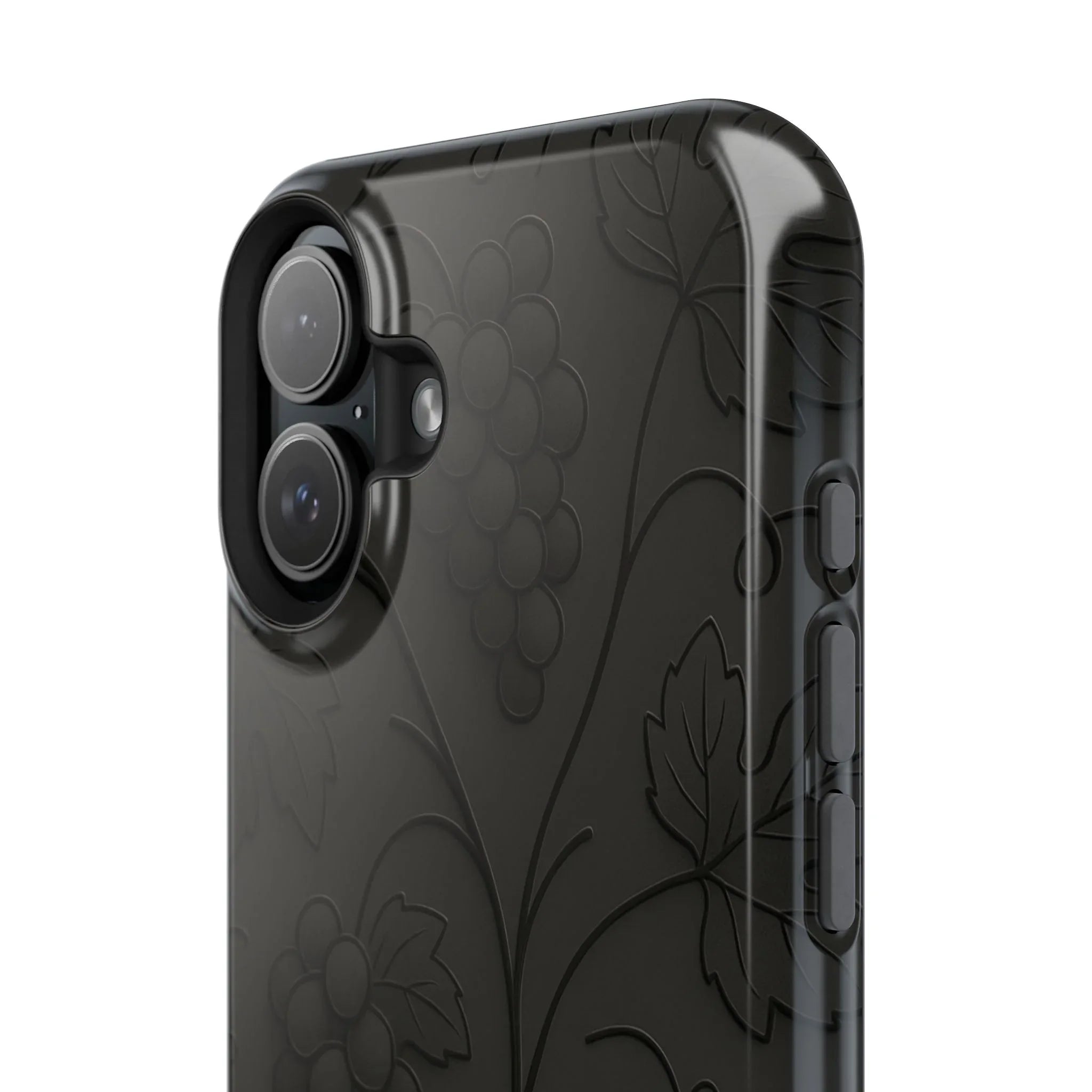 Elegant Embossed Grape Leaf Black Phone Case for iPhone and Galaxy - KARARMDESIGN