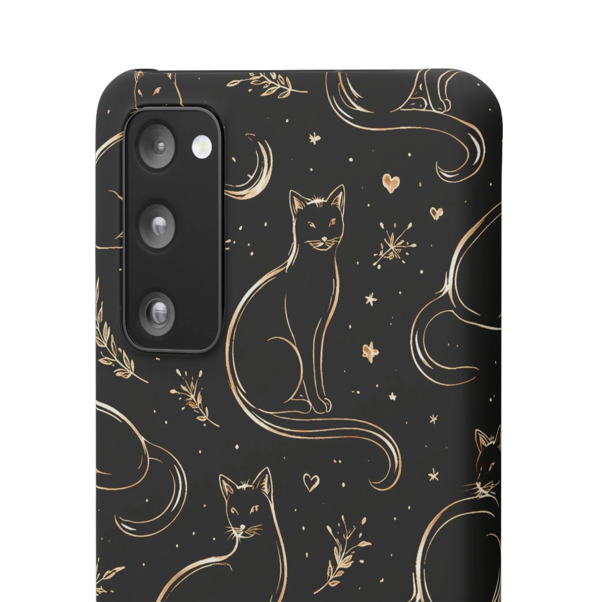 Golden Cat Pattern Phone Case for iPhone 11–17 & Galaxy S21–S25 - KARARMDESIGN
