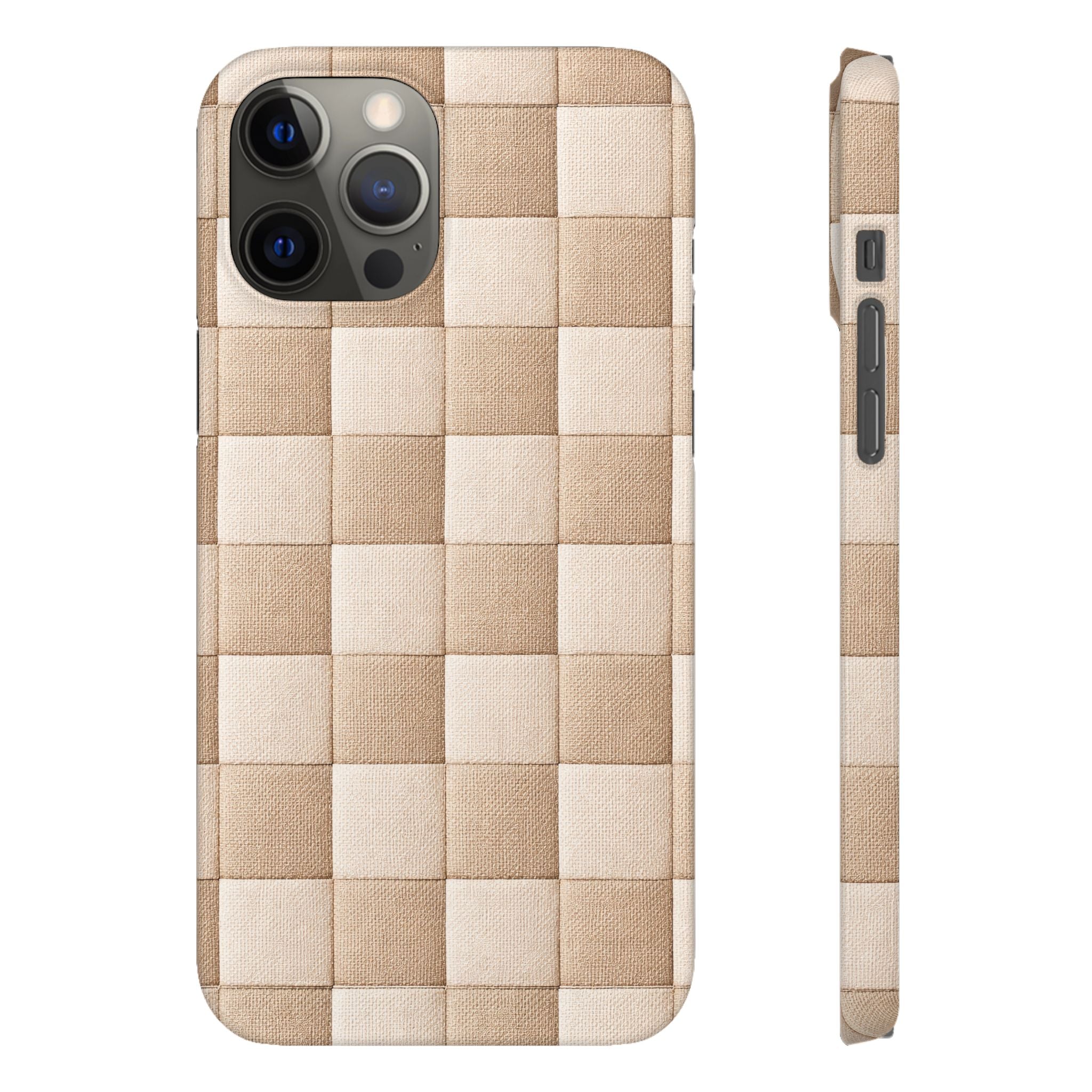 Beige Woven Phone Case for iPhone 11-17 and Galaxy S20-S26