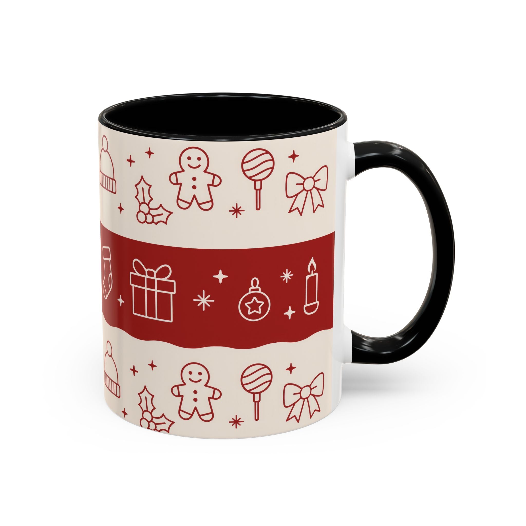 Holiday Cheer Icons Mug - Accent Coffee Mug (11, 15oz)