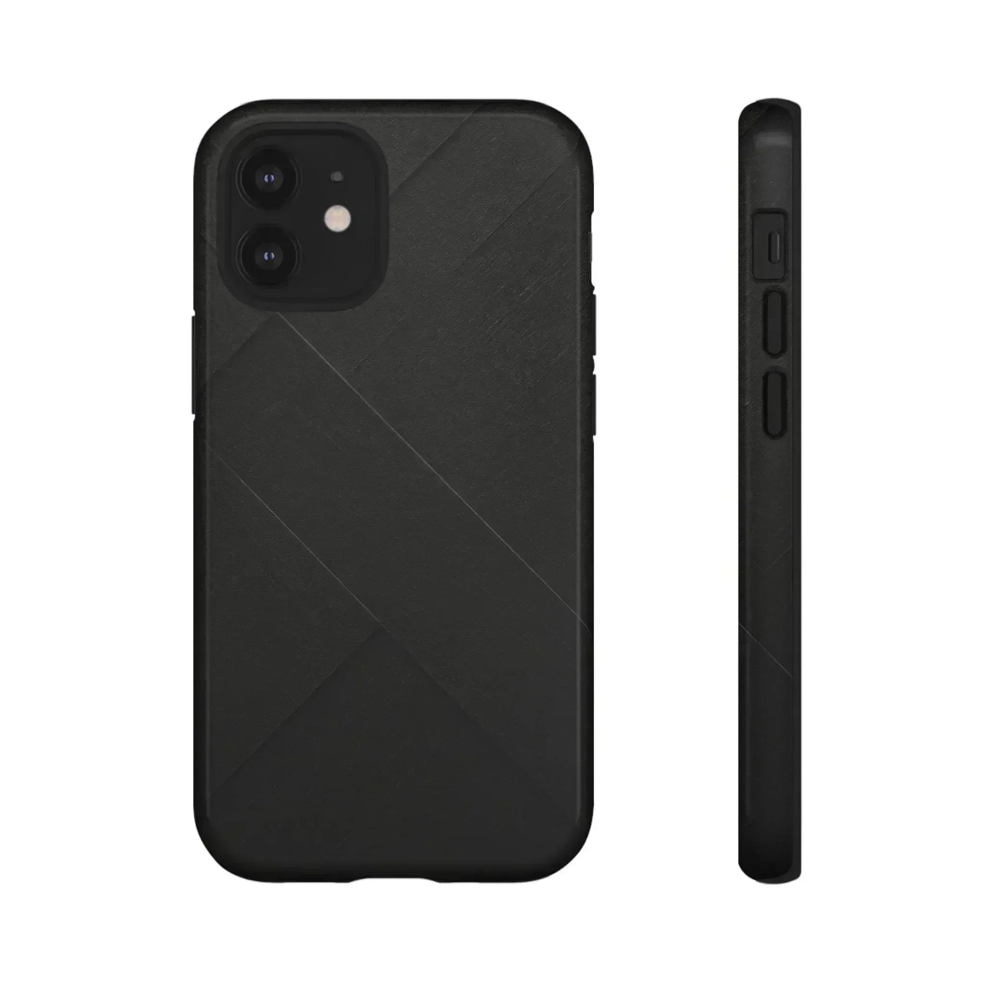 Matte Black Diagonal Line Phone Case for iPhone 8-16 and Galaxy S10-S25 - KARARMDESIGN