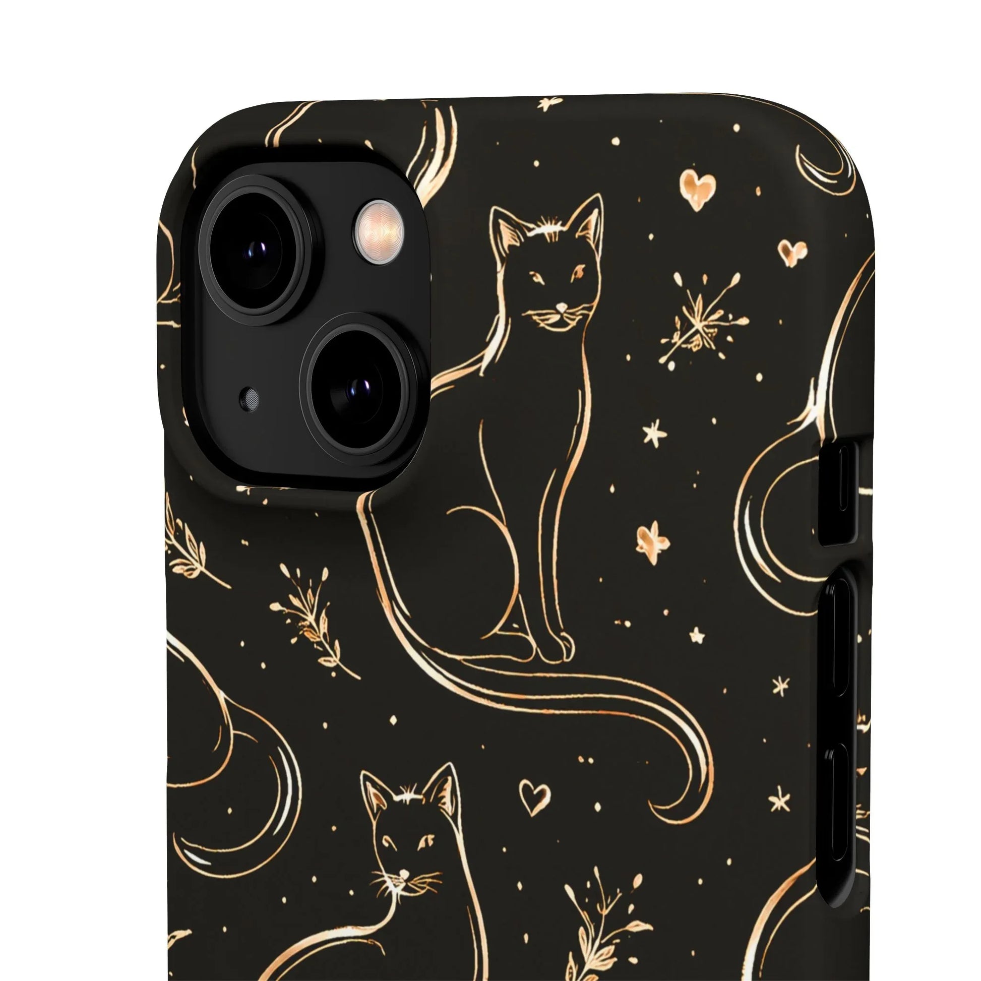 Golden Cat Pattern Phone Case for iPhone 11–17 & Galaxy S21–S25 - KARARMDESIGN