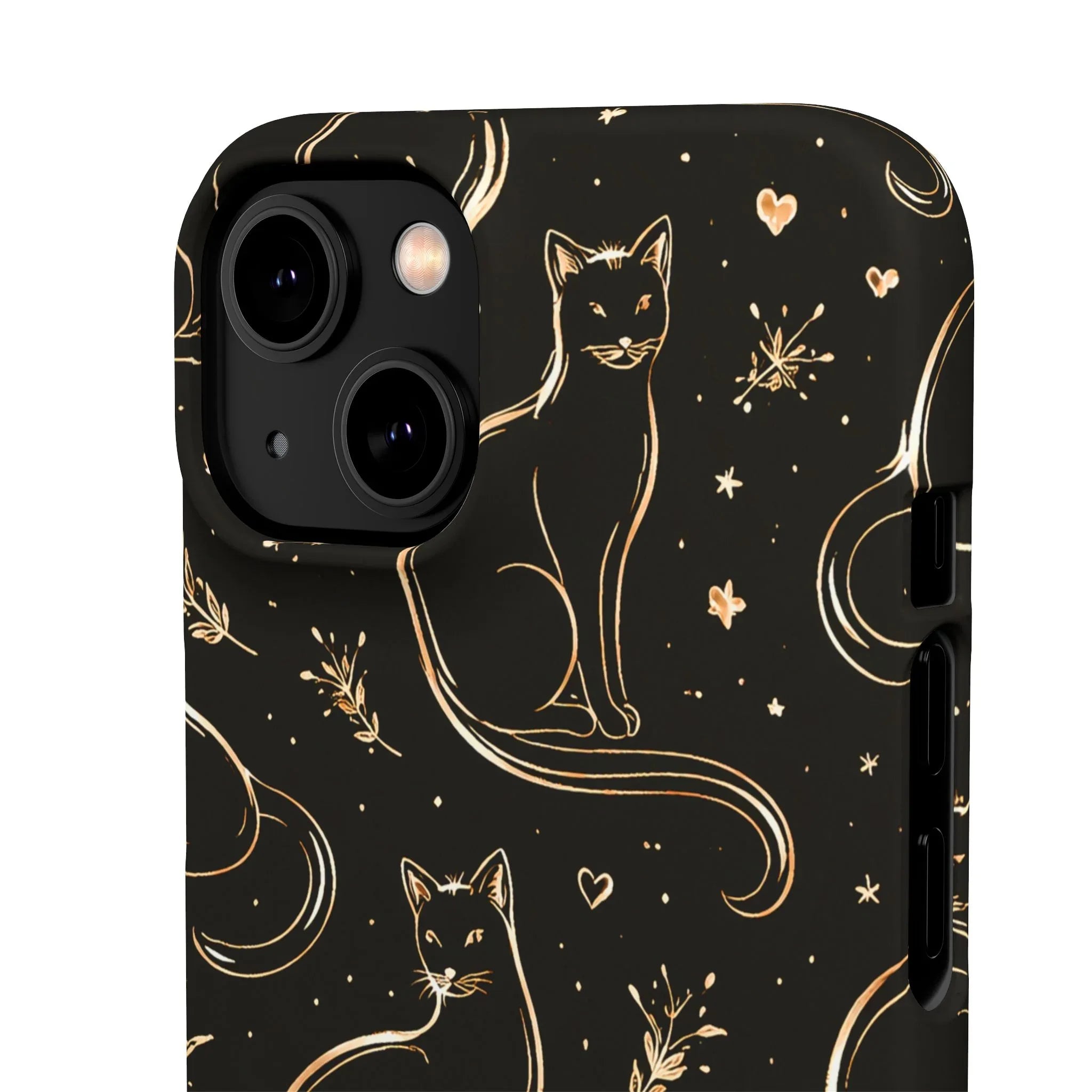 Golden Cat Pattern Phone Case for iPhone 11–17 & Galaxy S21–S25 - KARARMDESIGN