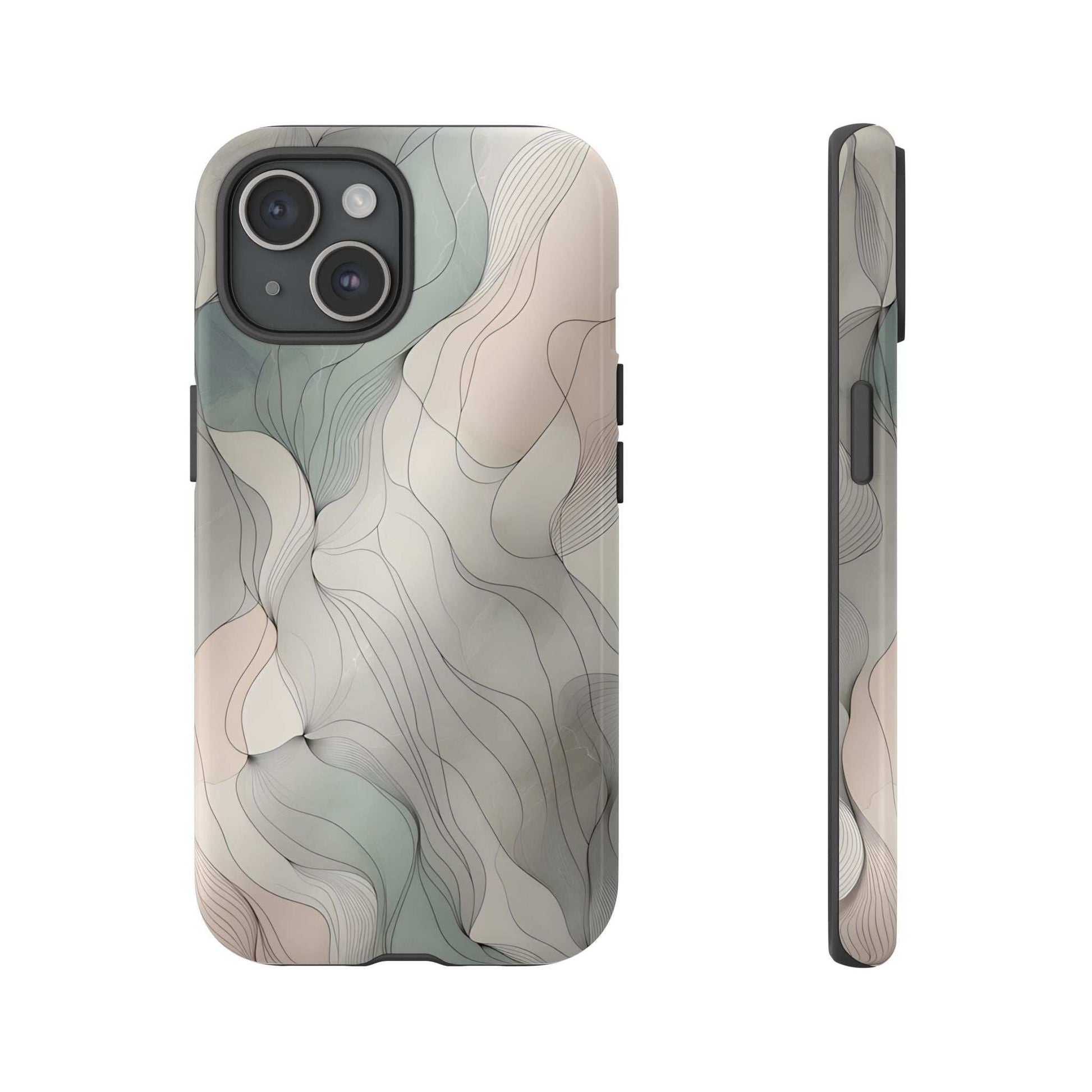Pastel wave phone case for iPhone 8-17 & Google Pixel 6-9, front and side views