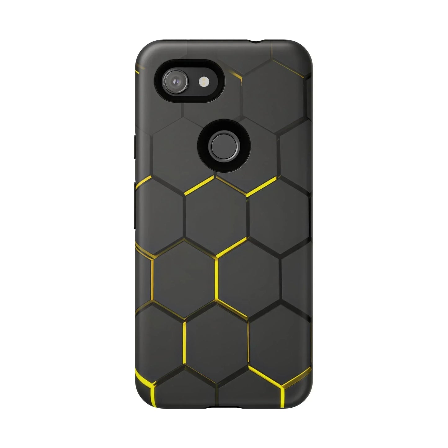 Black and Yellow Hexagon Geometric Tough Phone Case for Galaxy and Pixel - KarArmDesign