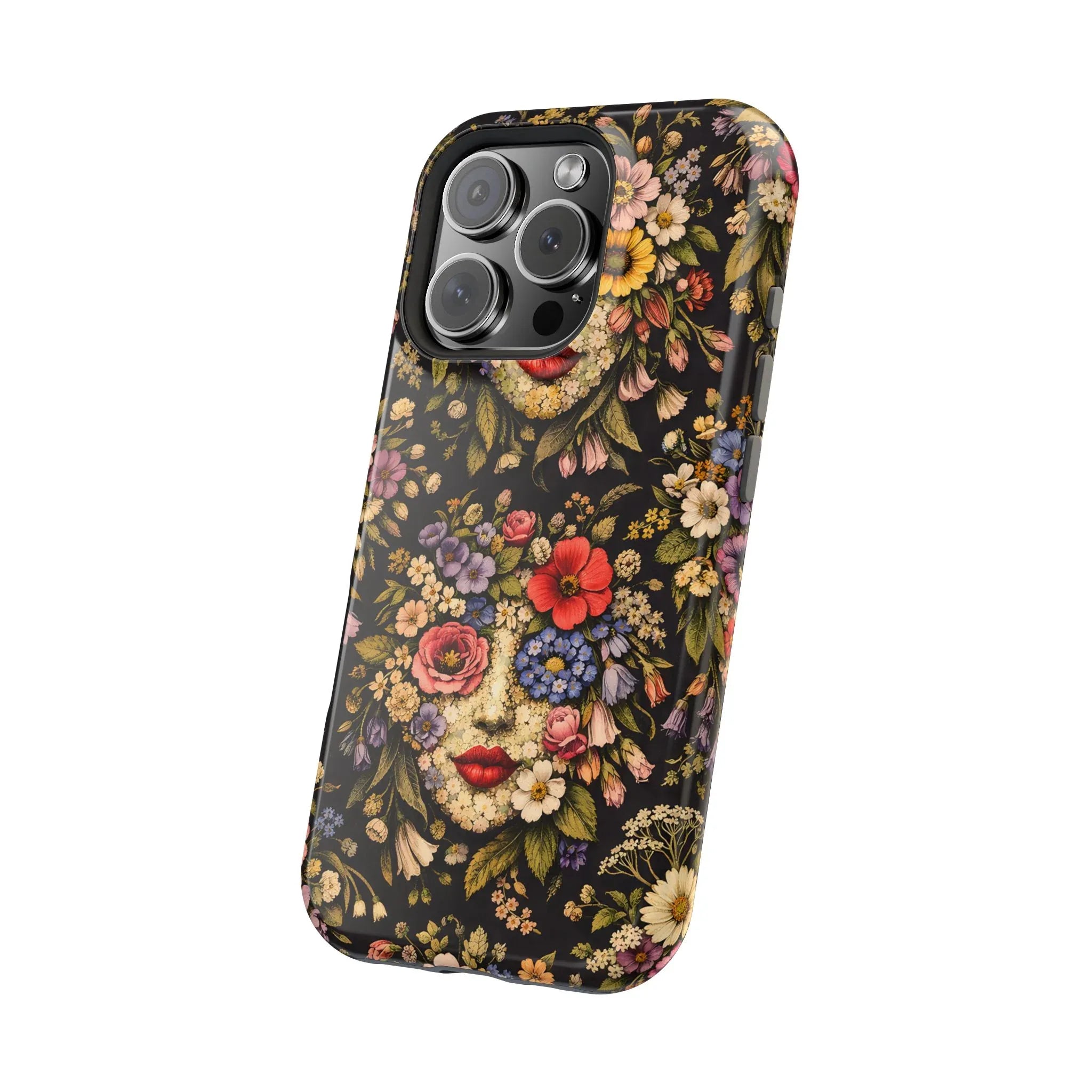 Vintage Flower Face Phone Case for iPhone 13-17 - KARARMDESIGN