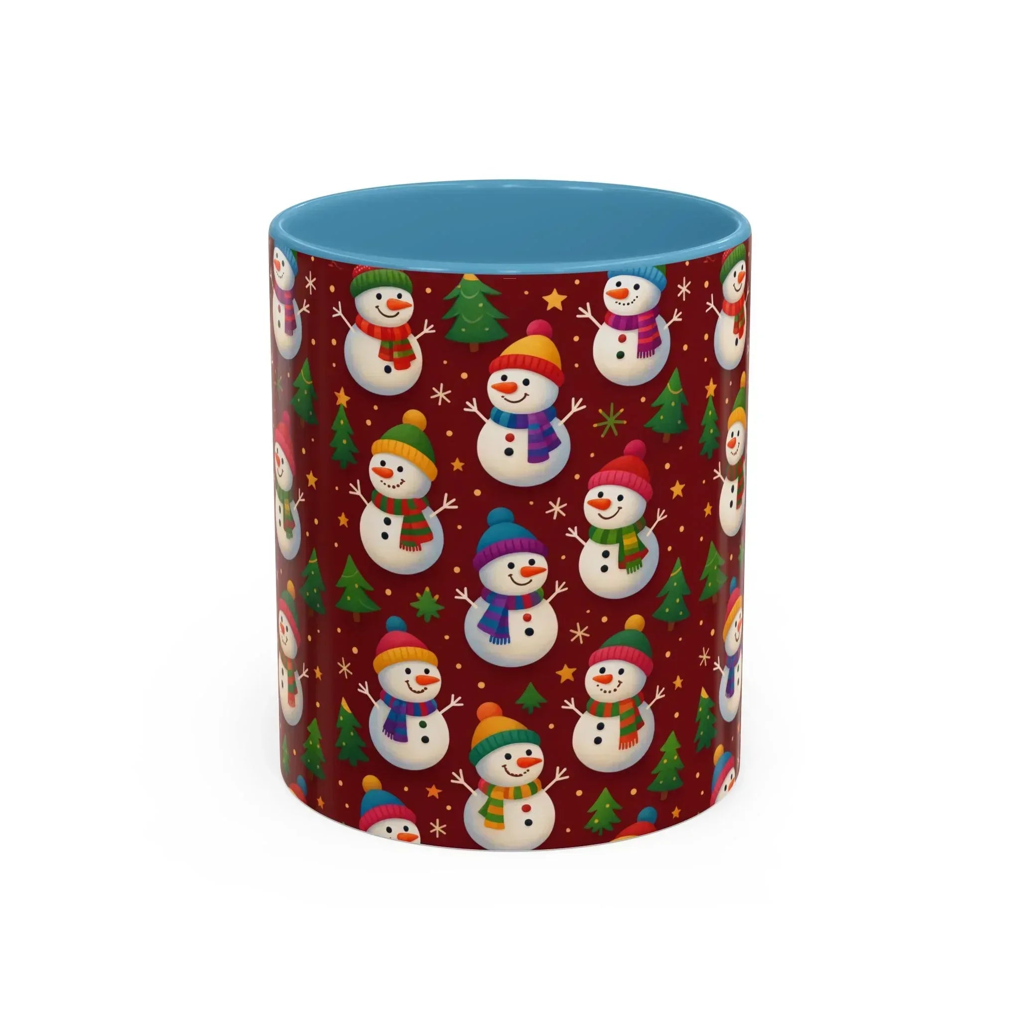 Festive Snowman Parade Accent Coffee Mug (11oz) - KARARMDESIGN