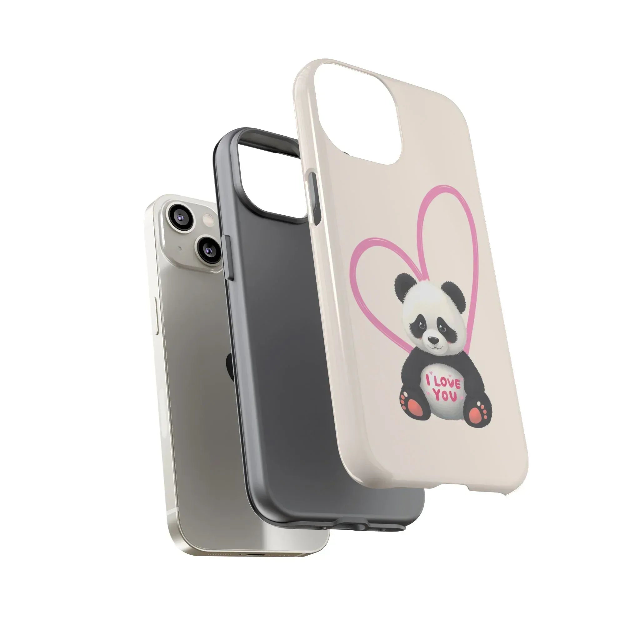 Cute Panda Heart Love Phone Case for iPhone 8-16 - KARARMDESIGN