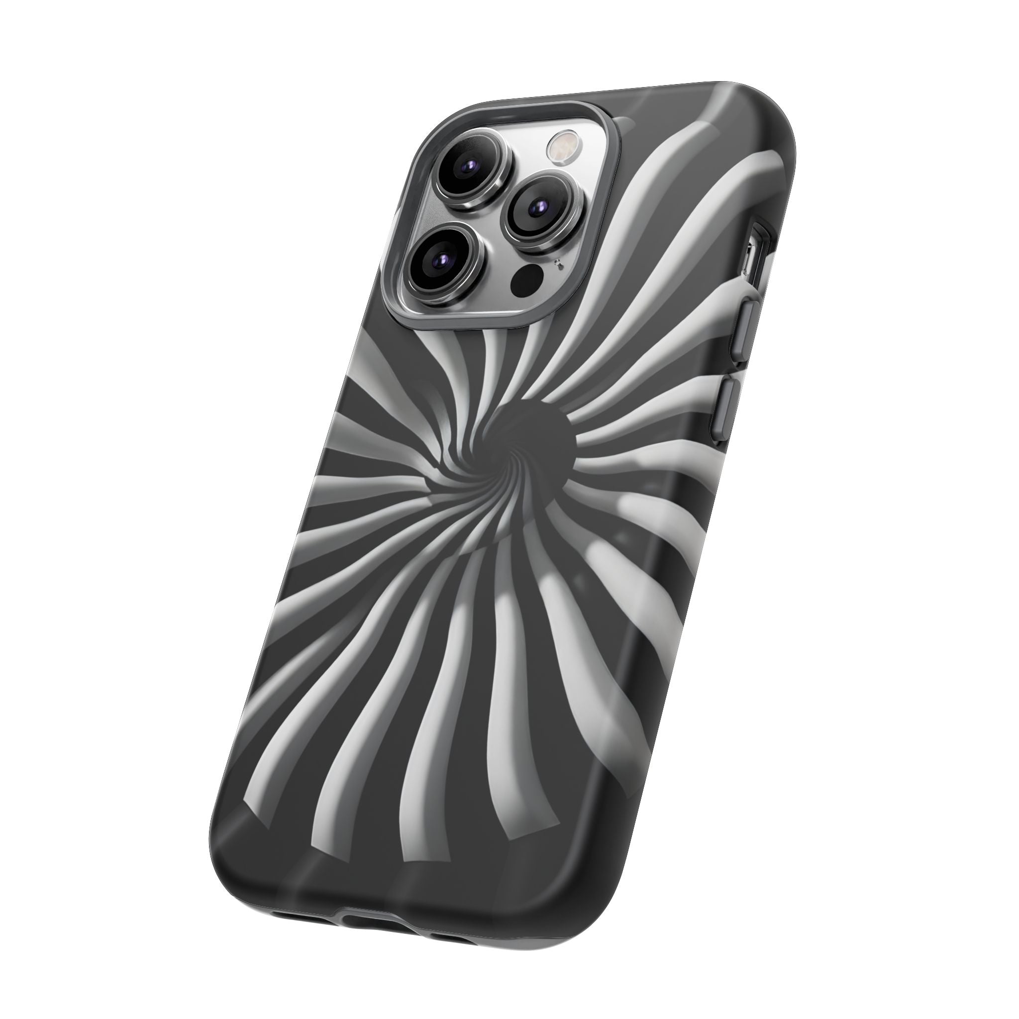 Hypnotic Black and White Spiral Phone Case – Optical Illusion Design for iPhone & Galaxy