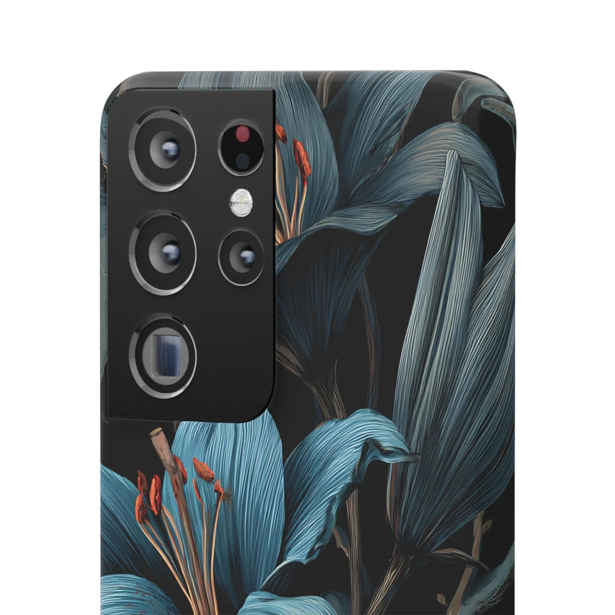 Blue Lily Floral Phone Case for iPhone 11-17 and Galaxy S20-S25 - KARARMDESIGN