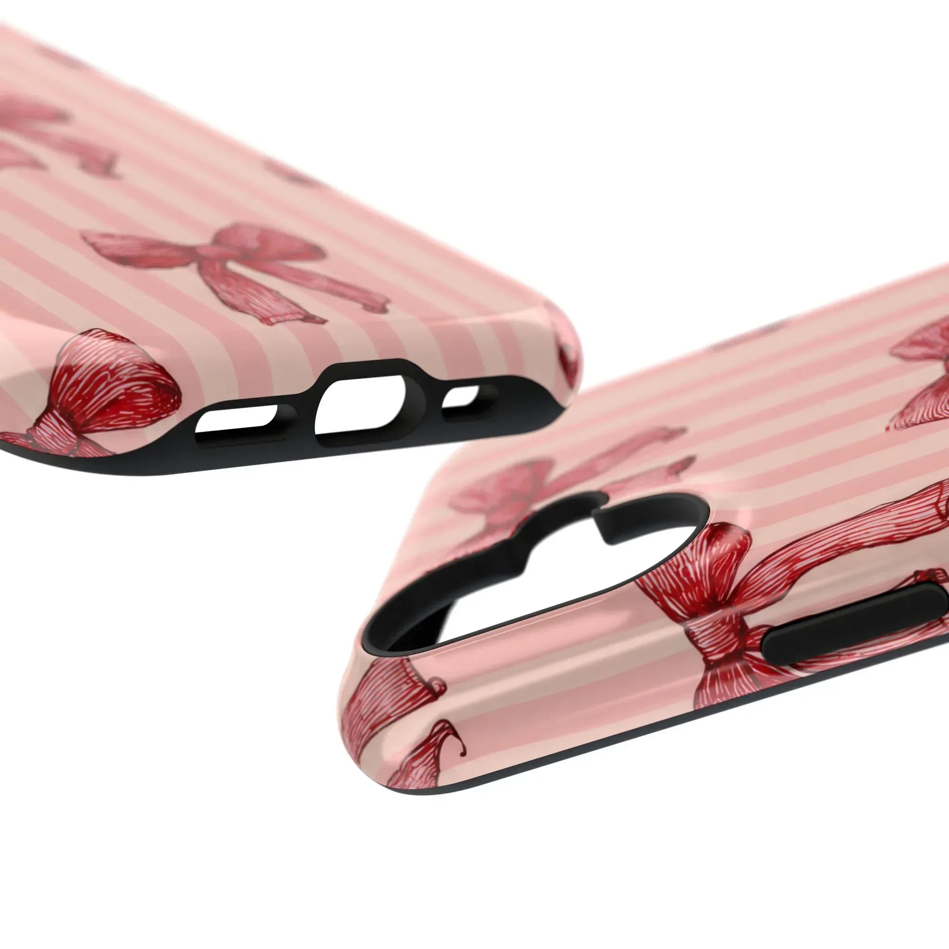 Red Bow Stripe Phone Case for iPhone 11-17 & Galaxy S21-S22 - KARARMDESIGN