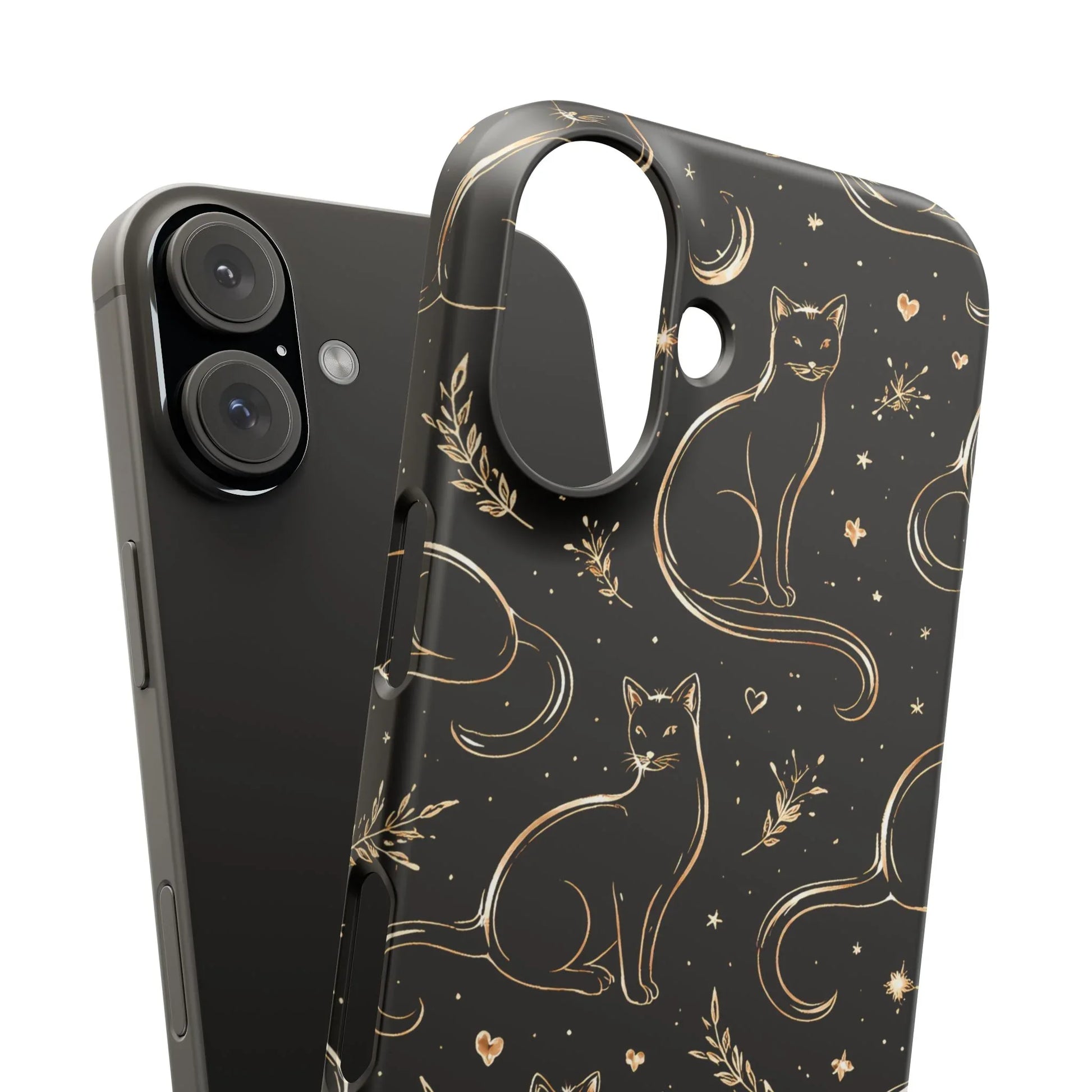 Golden Cat Pattern Phone Case for iPhone 11–17 & Galaxy S21–S25 - KARARMDESIGN