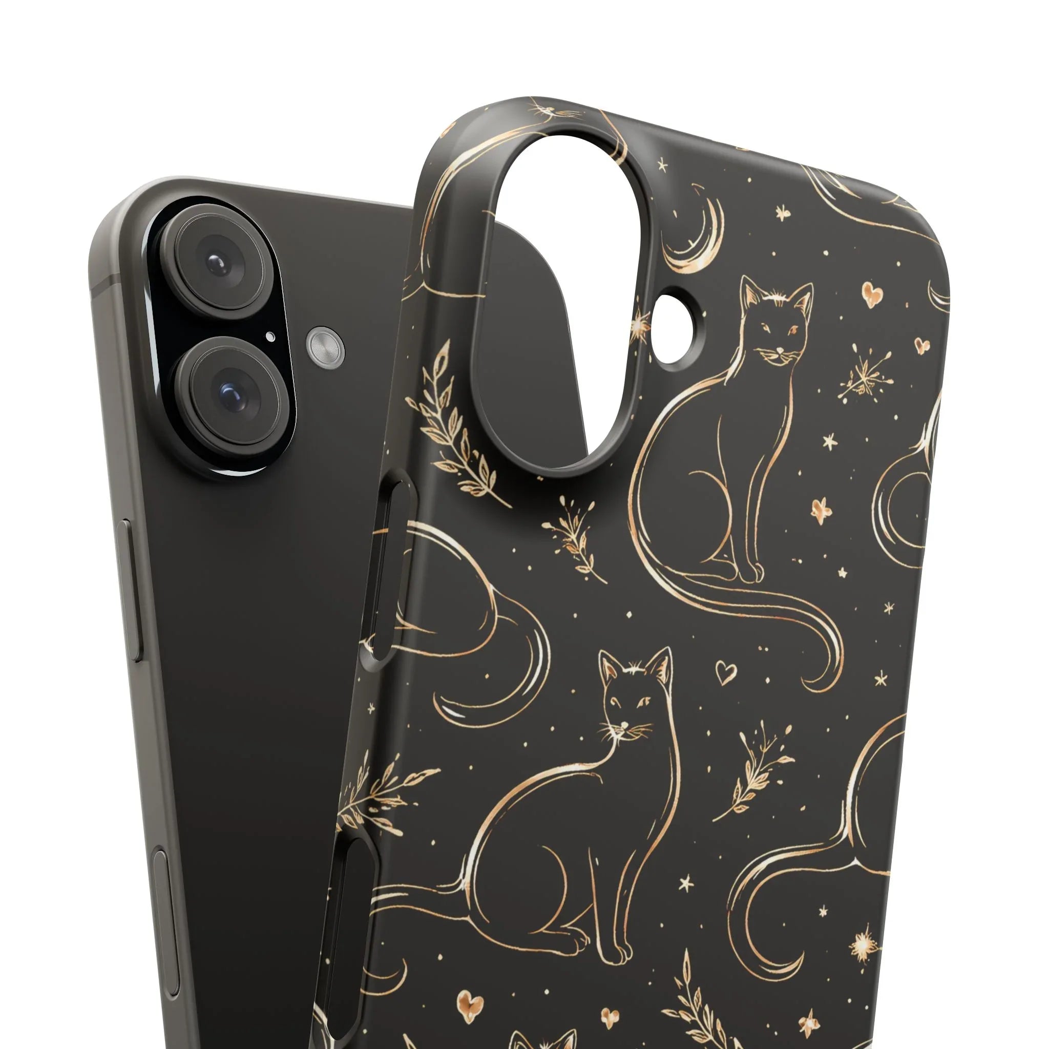 Golden Cat Pattern Phone Case for iPhone 11–17 & Galaxy S21–S25 - KARARMDESIGN