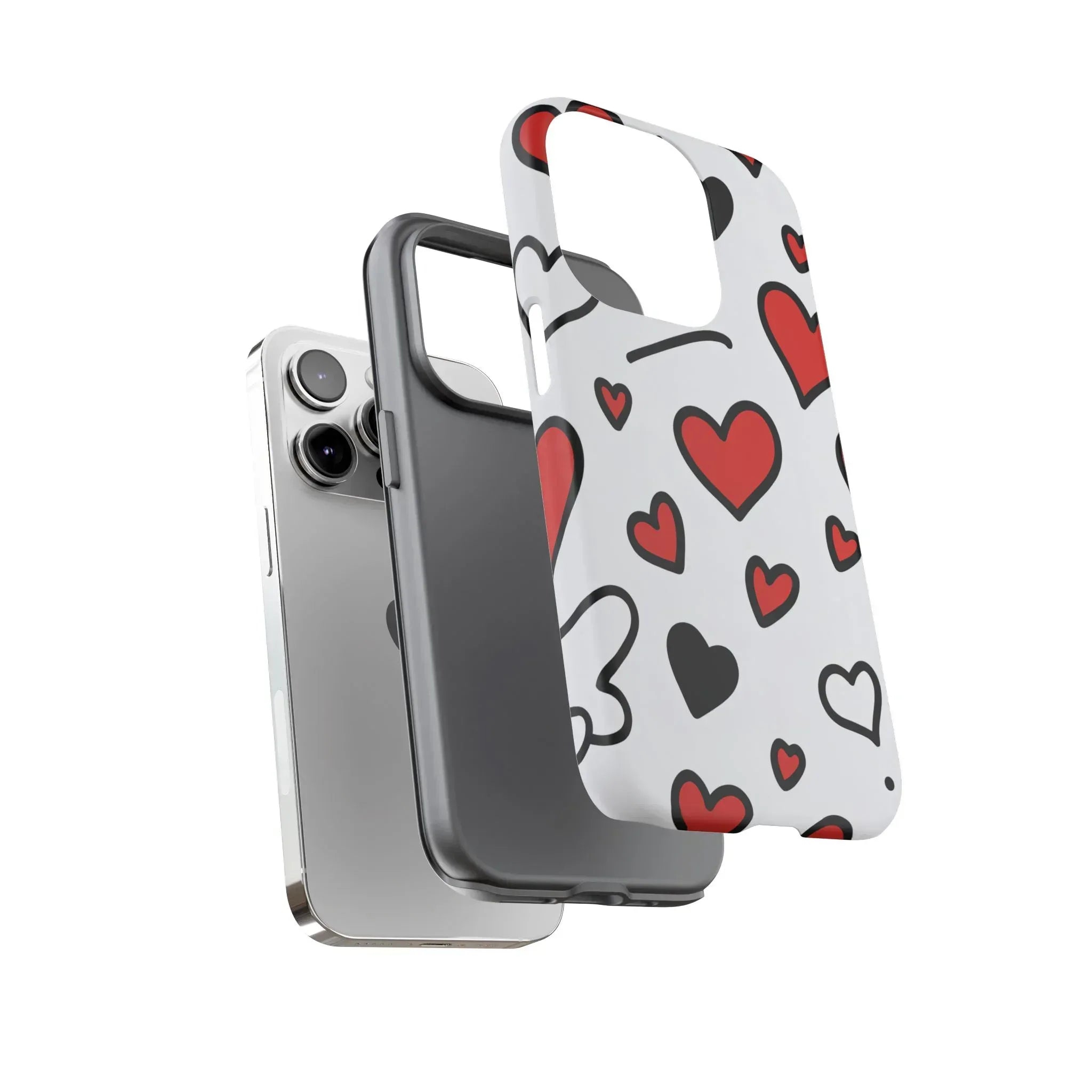 Scattered Hearts Phone Case for iPhone 11-17 and Galaxy S10-S25 - KARARMDESIGN