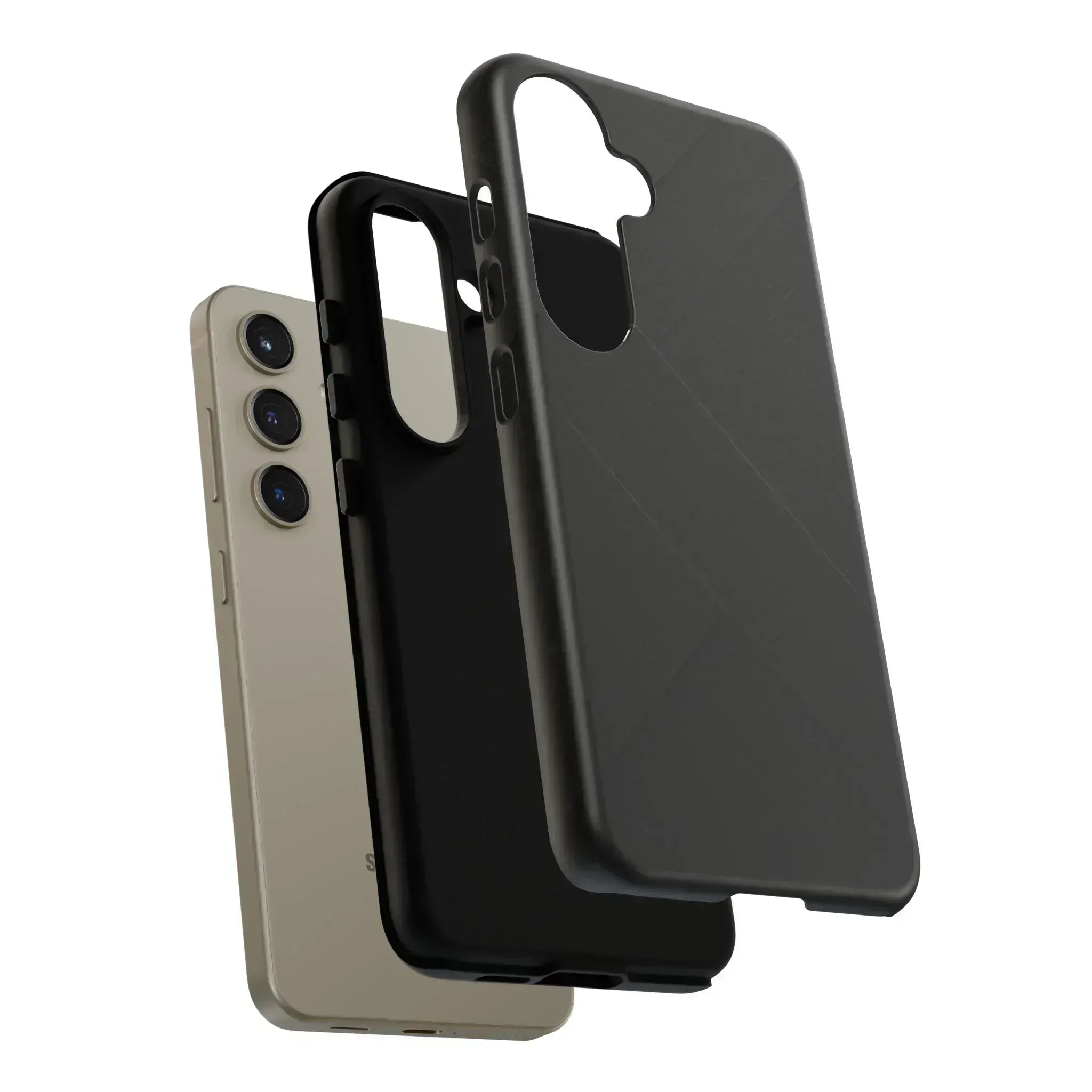 Matte Black Diagonal Line Phone Case for iPhone 8-16 and Galaxy S10-S25 - KARARMDESIGN