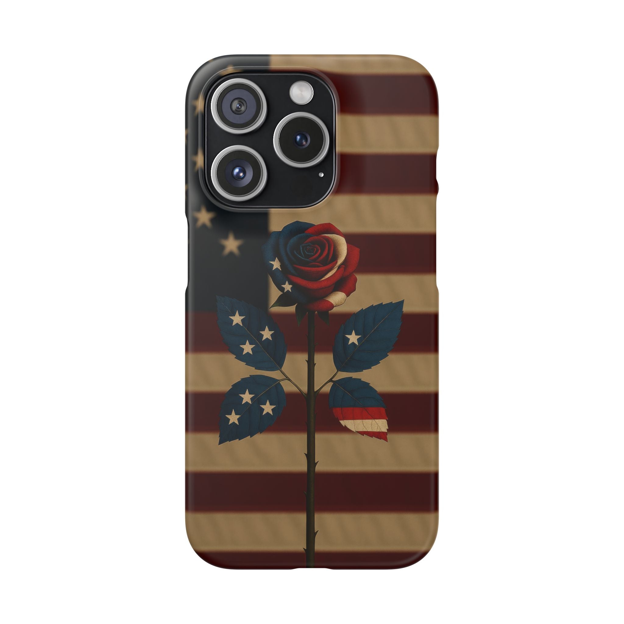 American Rose Flag Phone Case for iPhone 8-17 and Galaxy S20-S26