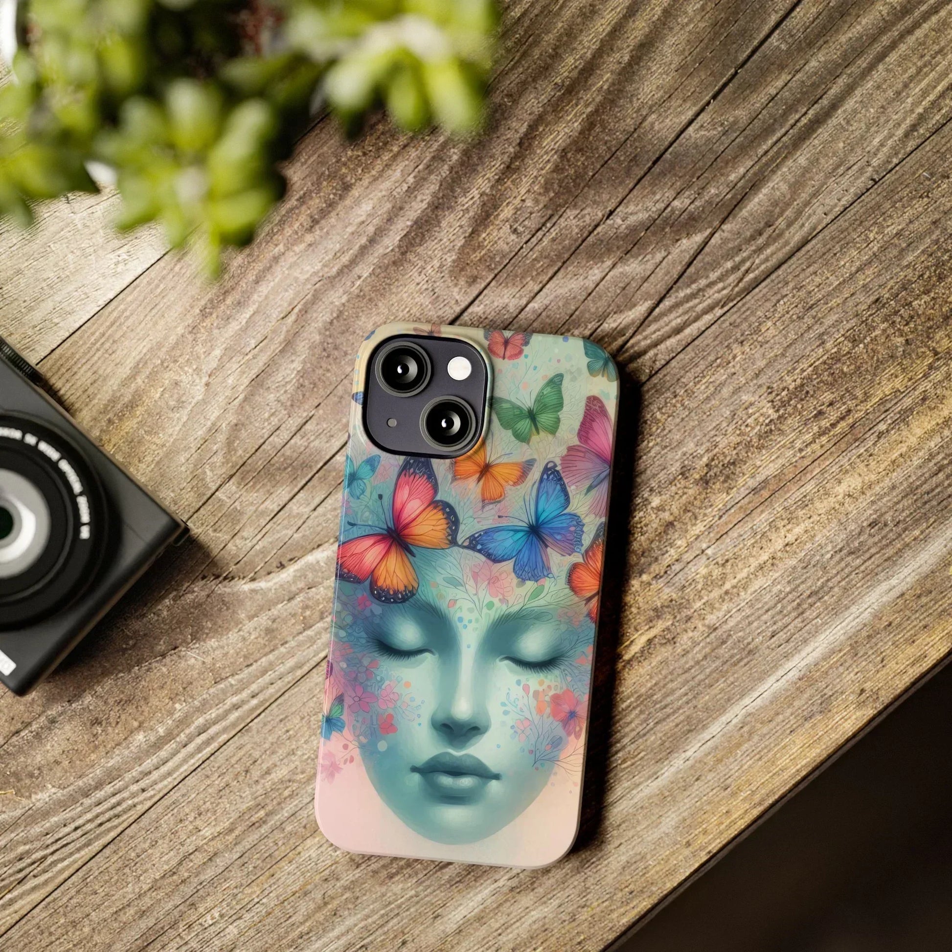 Butterfly Bloom Dreamy Woman with Closed Eyes Tough Phone Case for iPhone - KarArmDesign