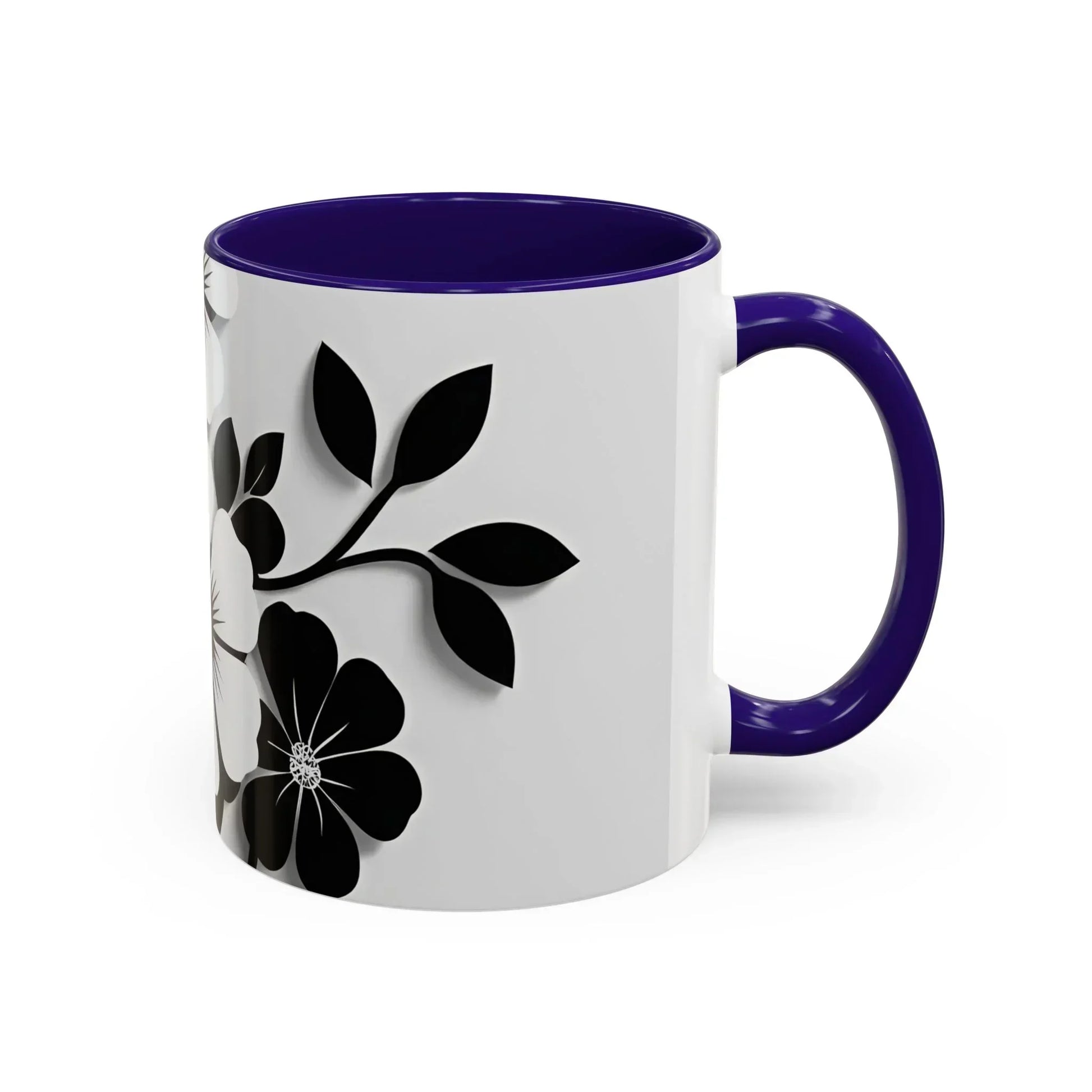 Floral Black & White Monochrome Ceramic Mug – 11oz & 15oz - KarArmDesign