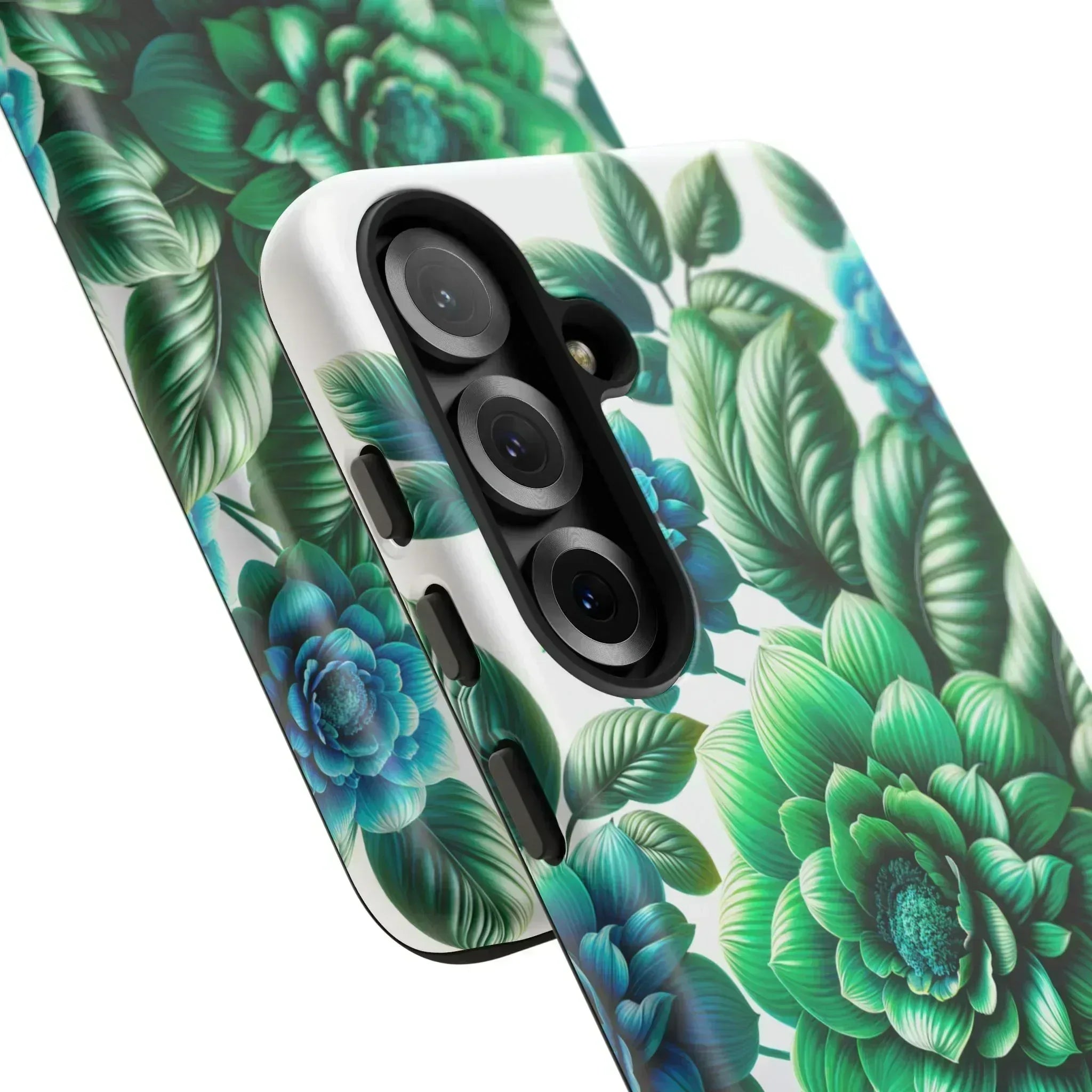Green and Blue Floral Phone Case for Galaxy S10-S25 - KARARMDESIGN