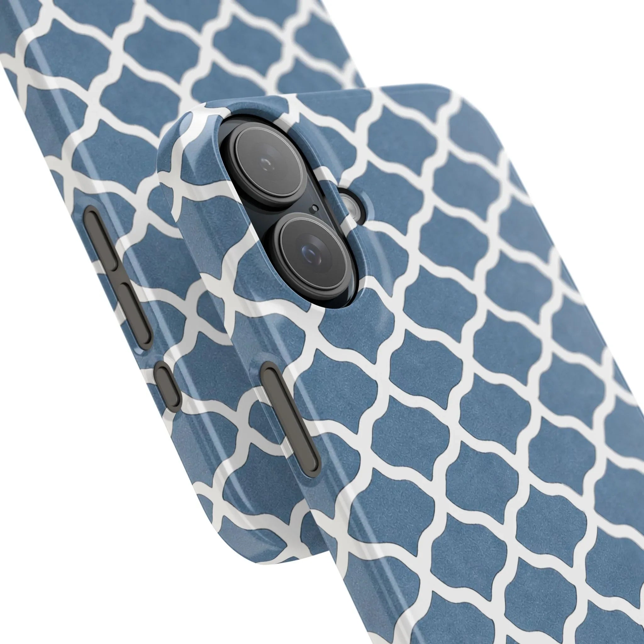 Azure Lattice Pattern Phone Case Slim Phone Cases for iPhone 11-17 - KARARMDESIGN