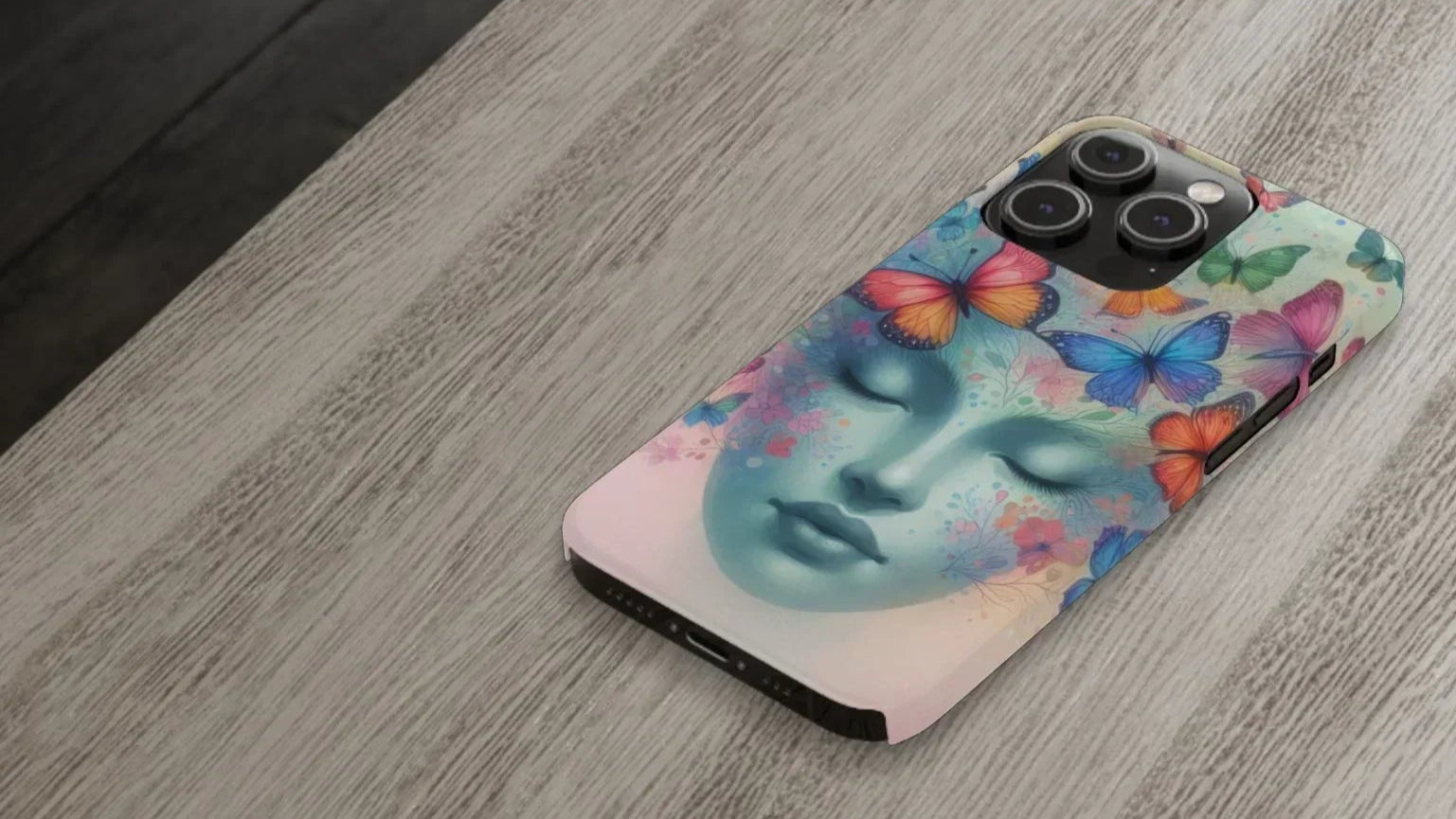 Butterfly Bloom Dreamy Woman with Closed Eyes Tough Phone Case for iPhone - KarArmDesign