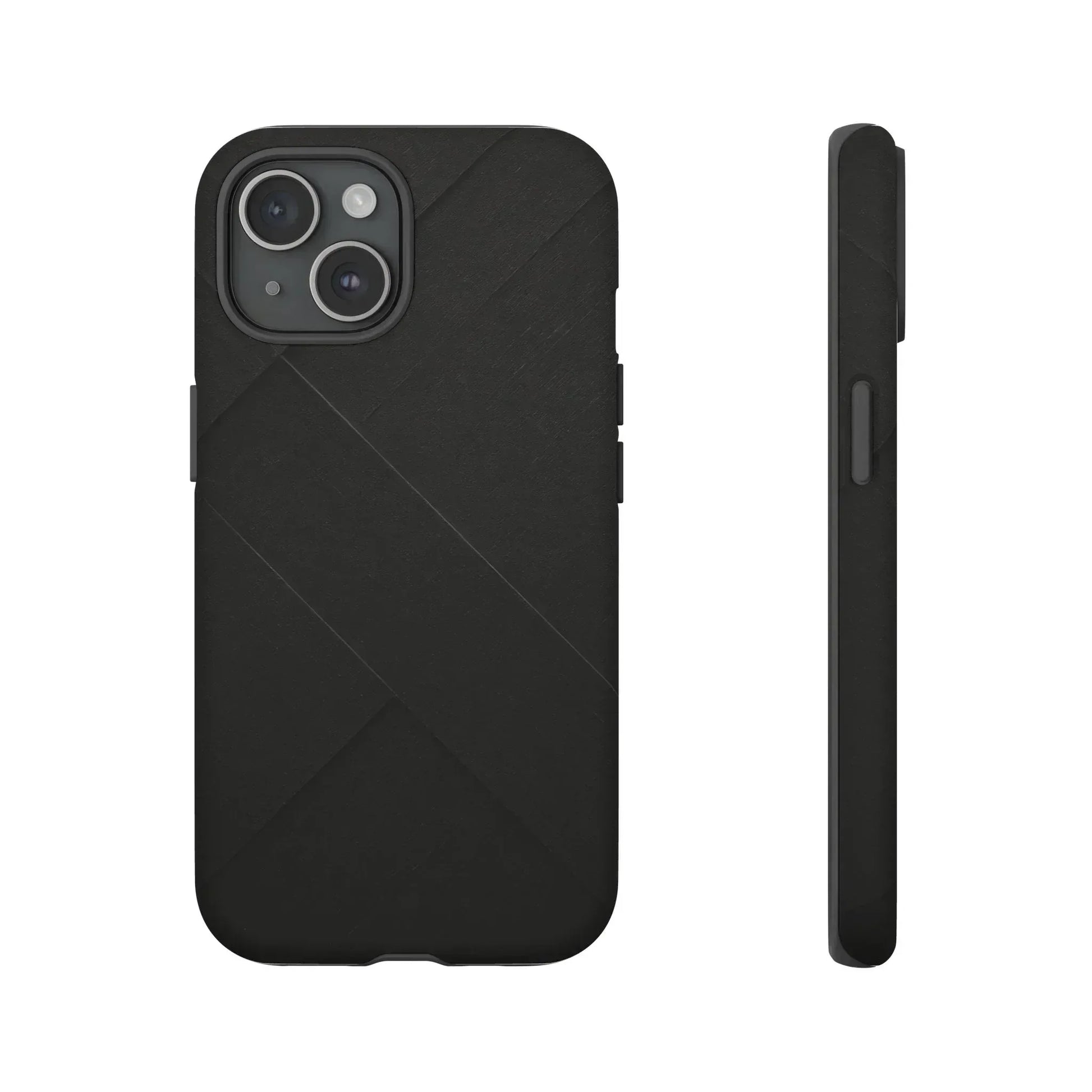 Matte Black Diagonal Line Phone Case for iPhone 8-16 and Galaxy S10-S25 - KARARMDESIGN