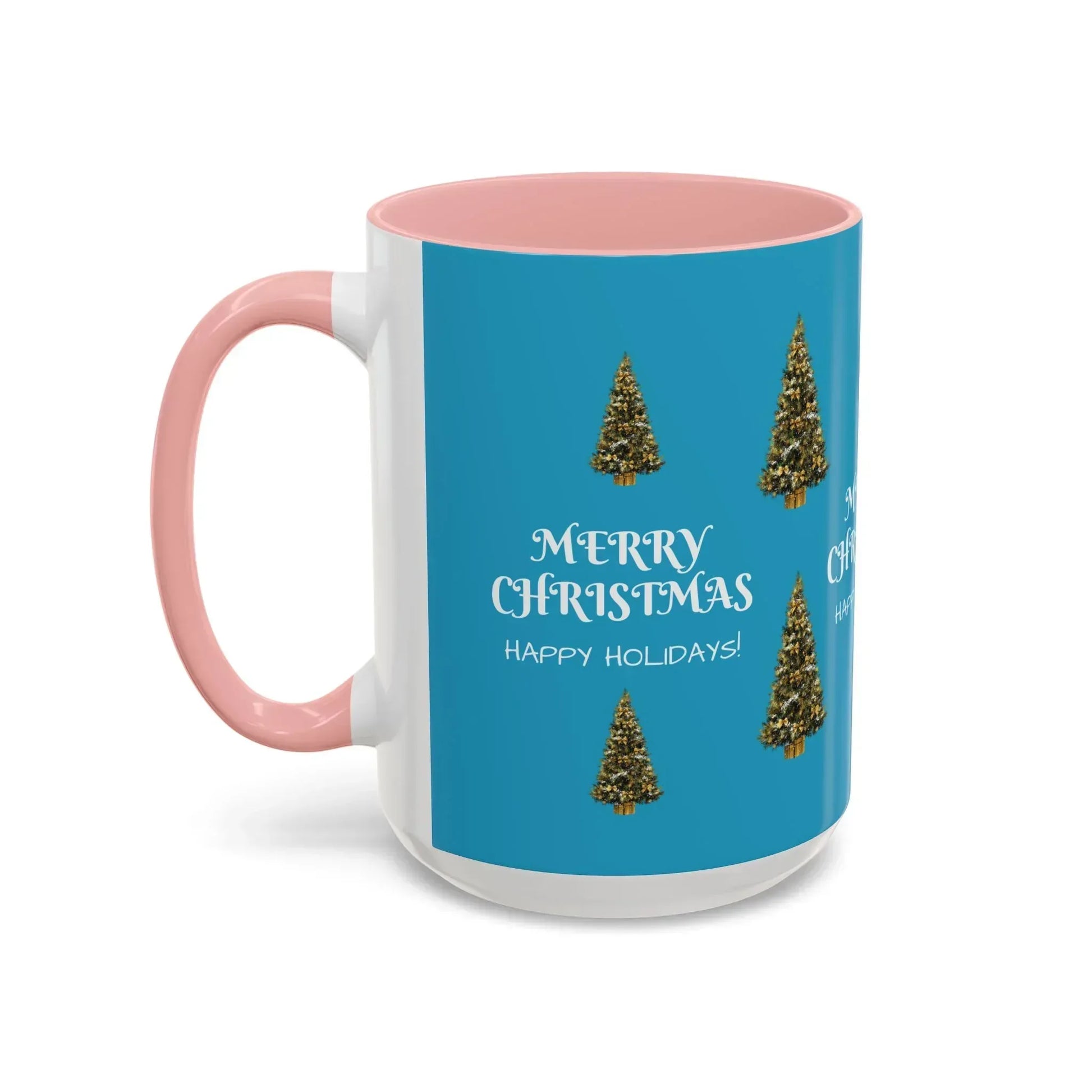 Merry Christmas and Happy Holidays Mug - Accent Coffee Mug (11, 15oz) - KARARMDESIGN